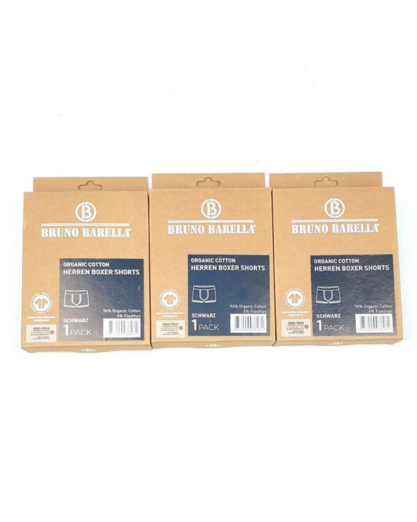 Bruno Barella GOTS zertifizierte Biobaumwolle Boxer Shorts in "3er" Pack von Bruno Barellla – Ansicht 2