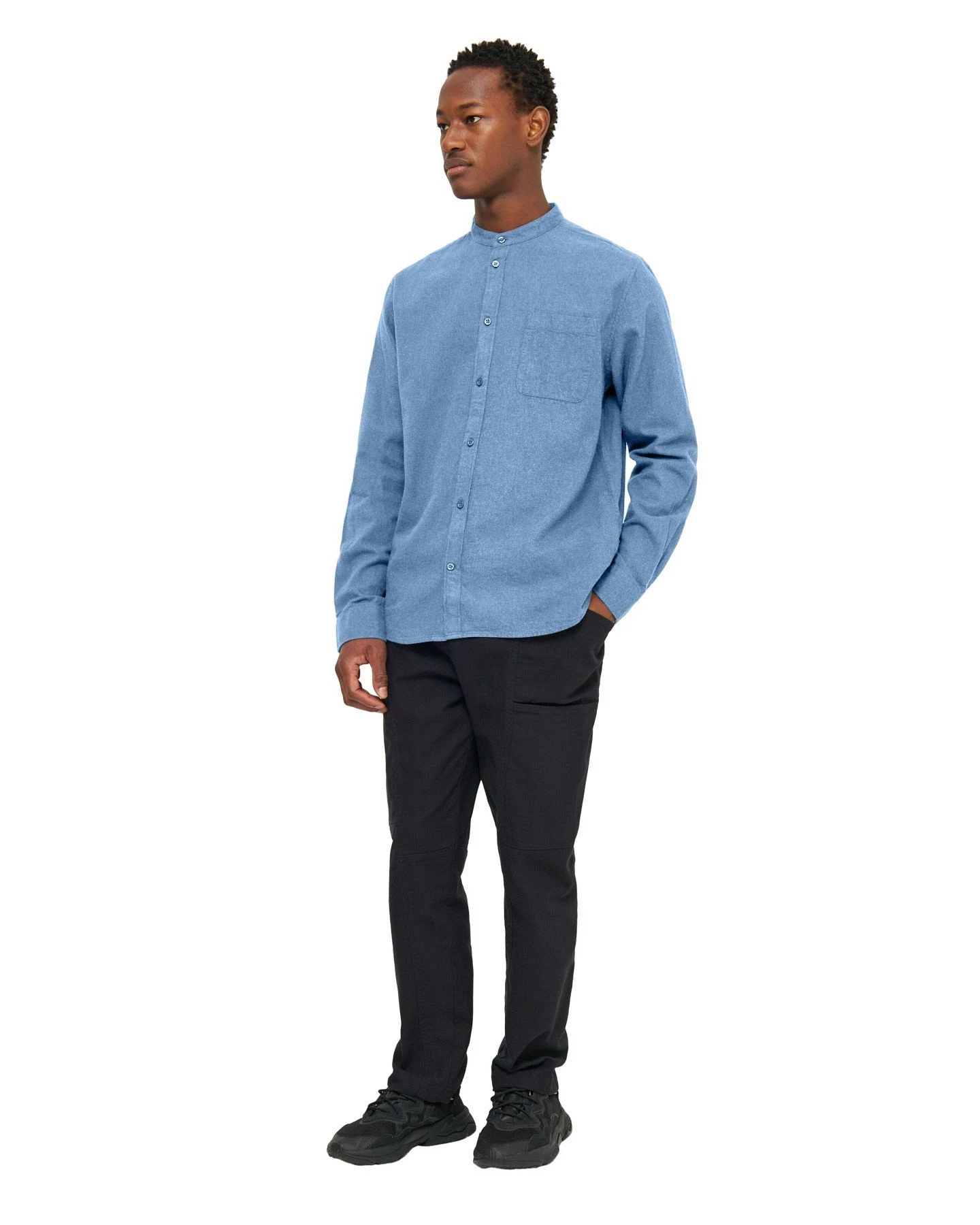 Hemd Flannel Stehkragen Melange – Ansicht 3
