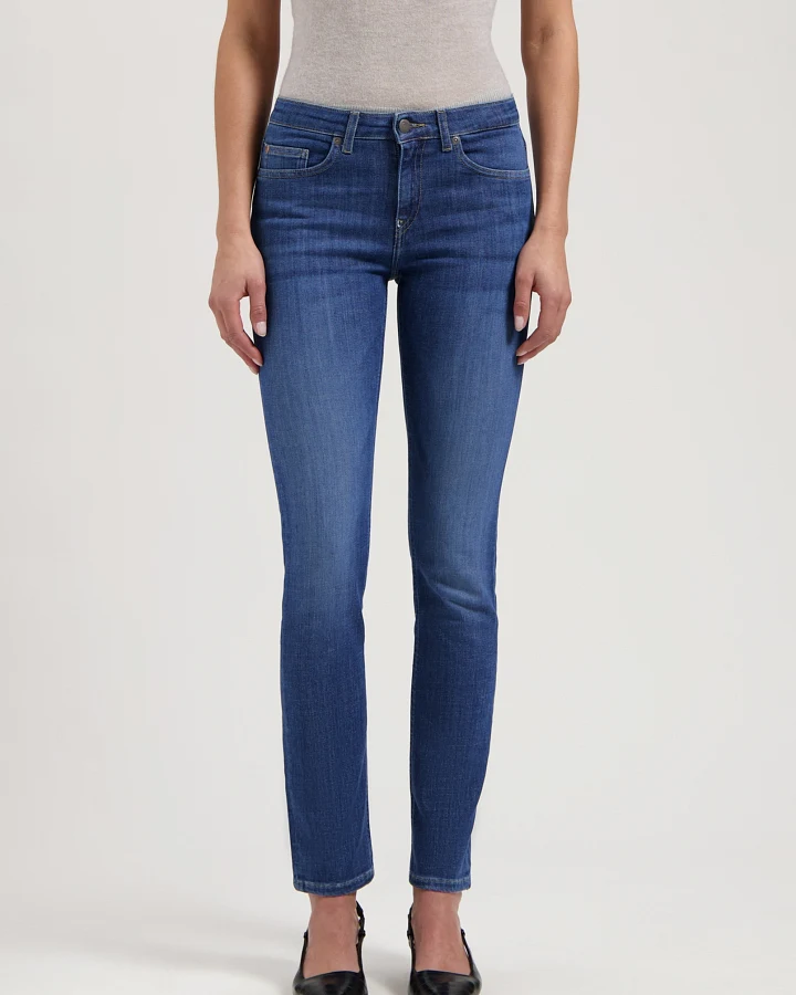MUD Jeans Damen vegan Jeans Low Slim Faye Stone Indigo