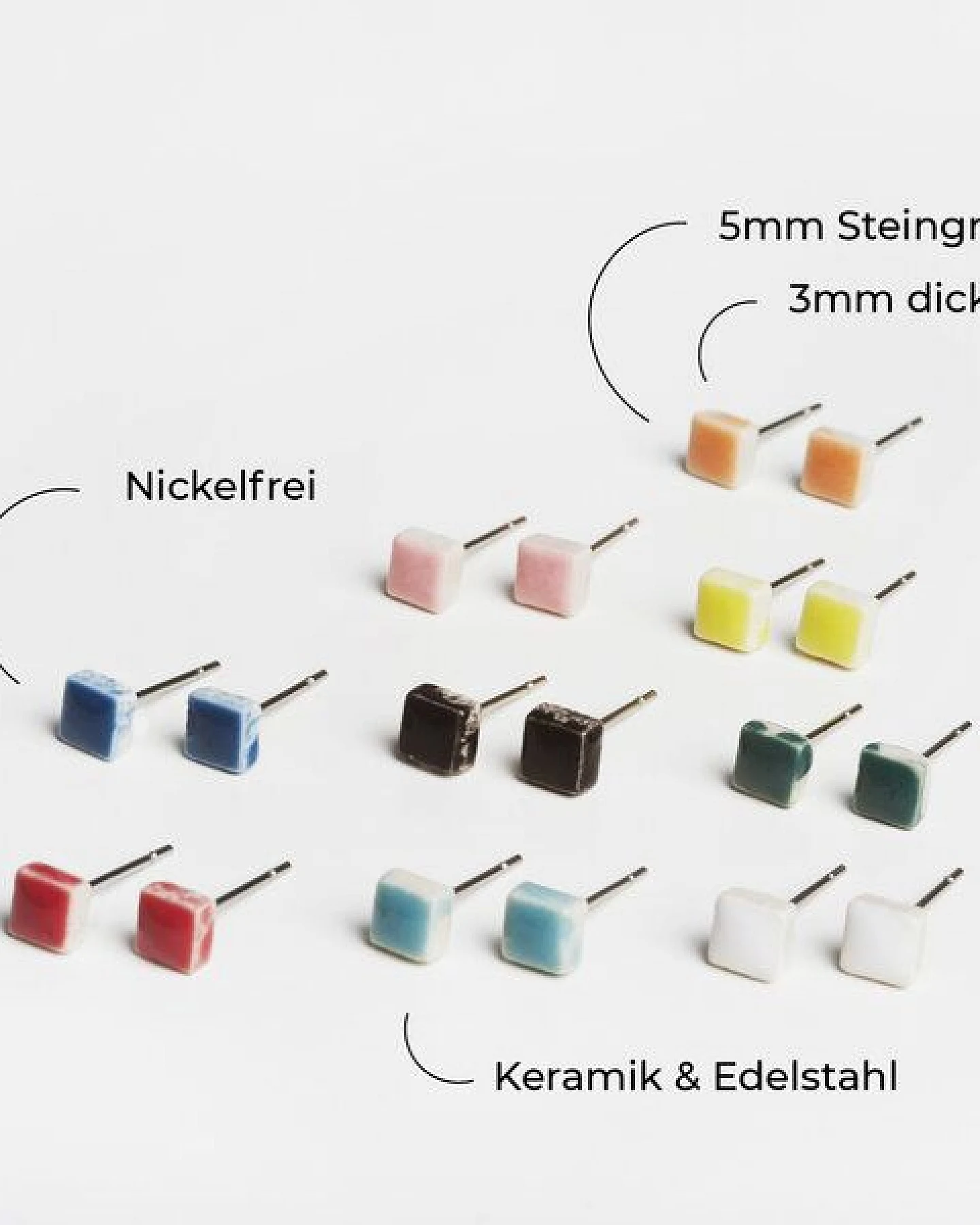 ALEXASCHA Minimalistische Keramik Ohrstecker, mini – Ansicht 4