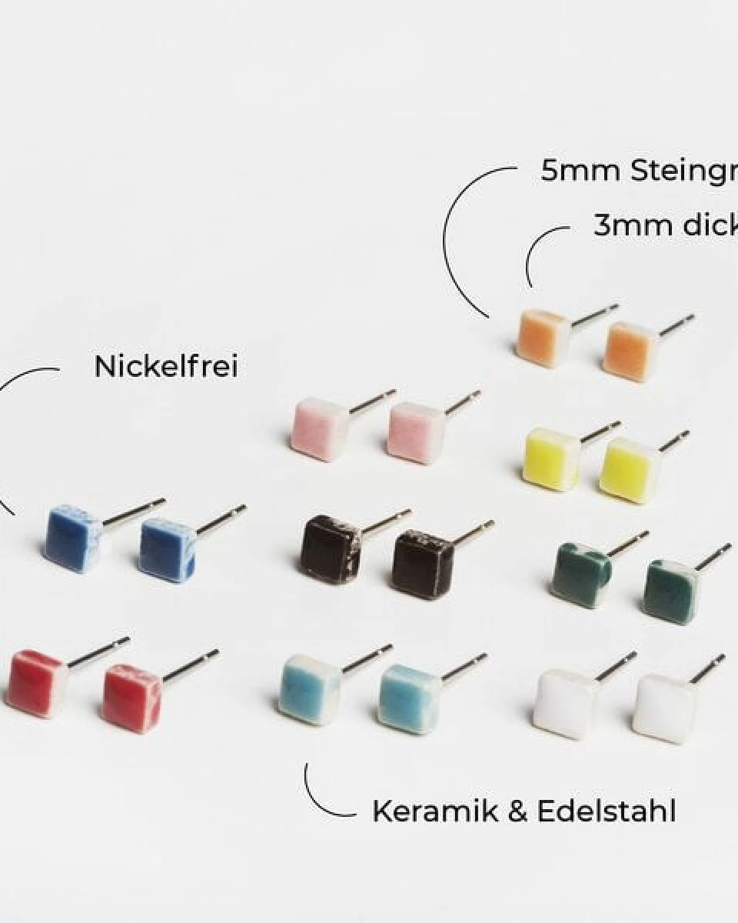 ALEXASCHA Minimalistische Keramik Ohrstecker, mini – Ansicht 4