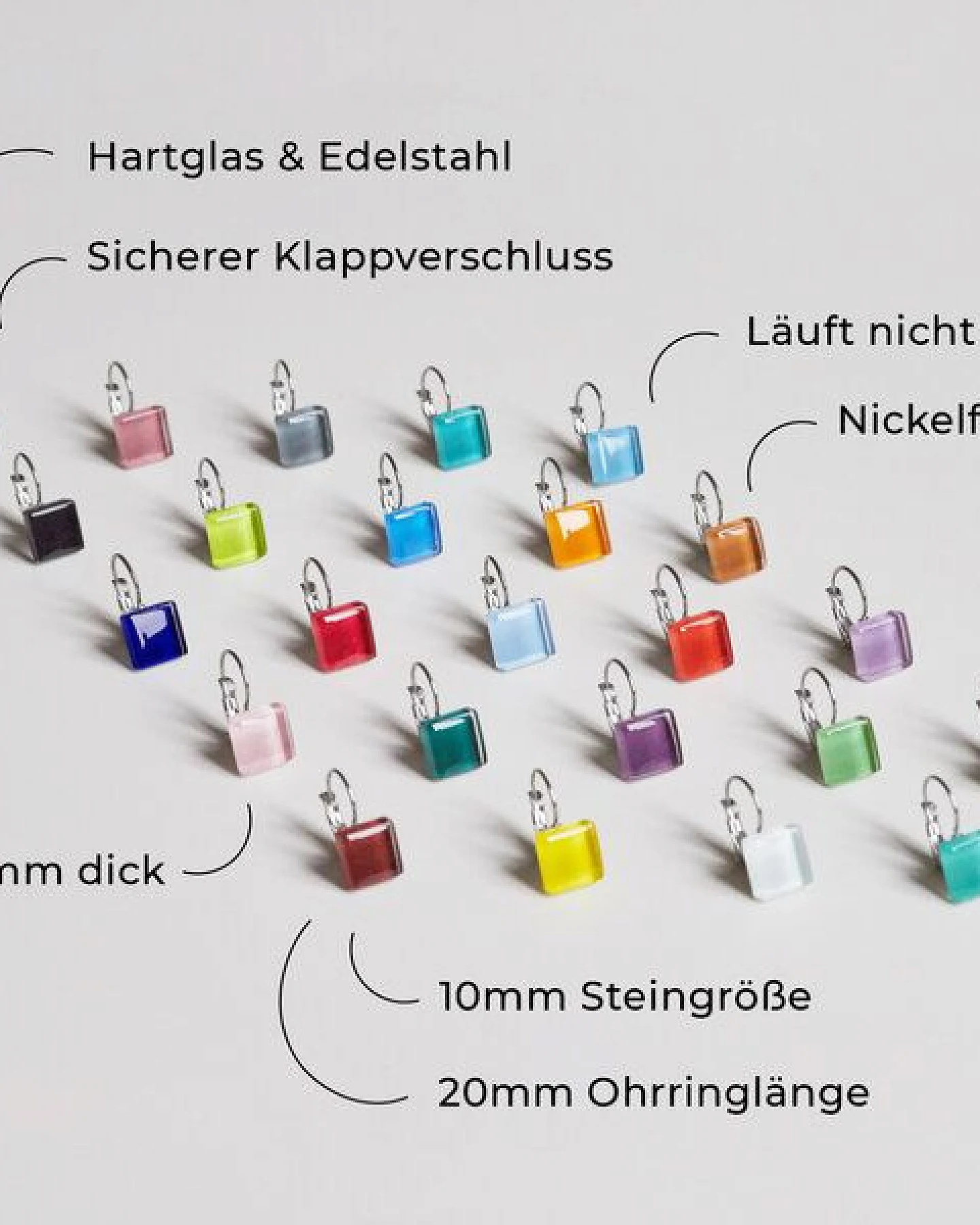 ALEXASCHA Geometrische Ohrringe hängend aus Glas – Ansicht 4