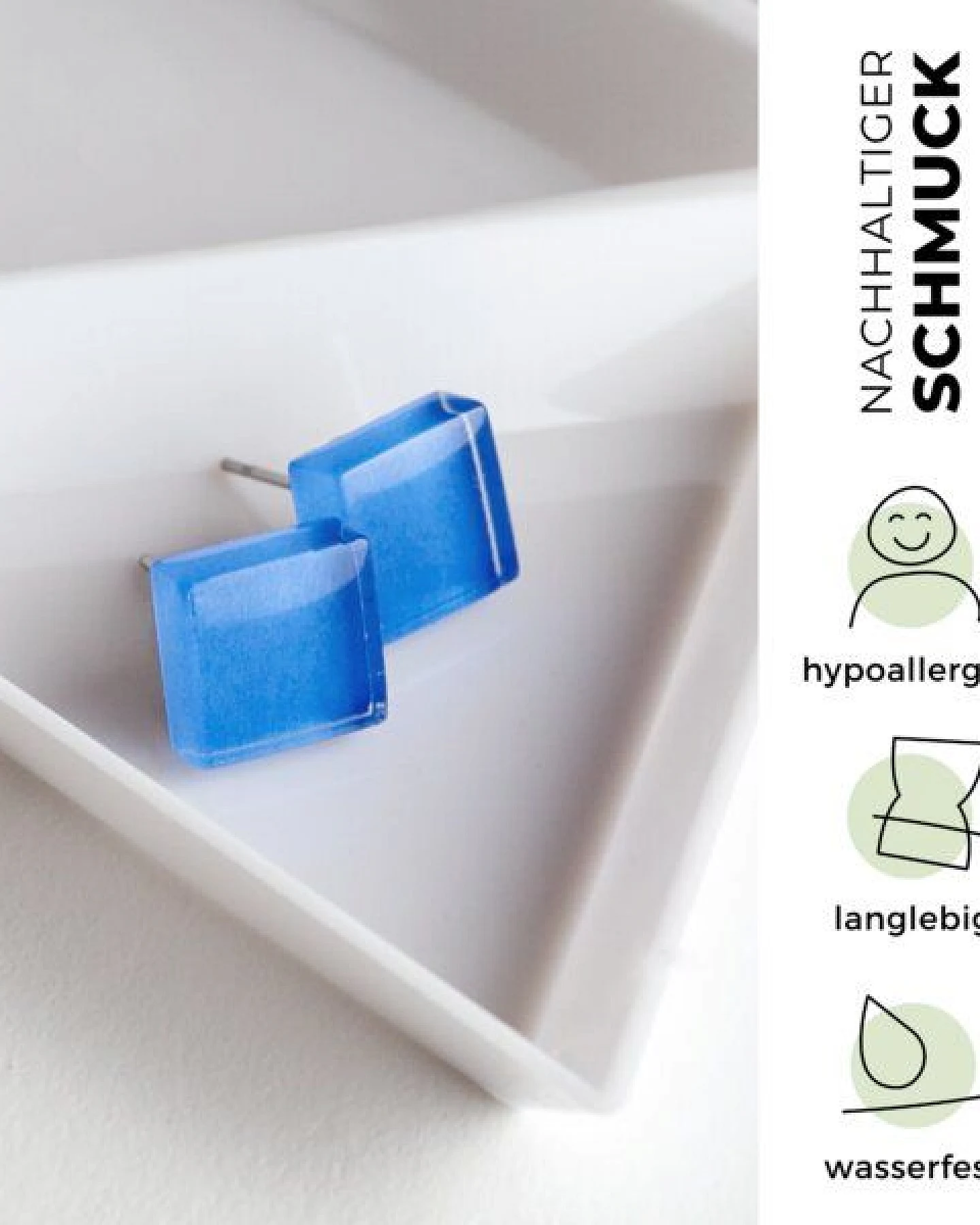ALEXASCHA Minimalistische Ohrstecker, klein, aus Glas – Ansicht 3