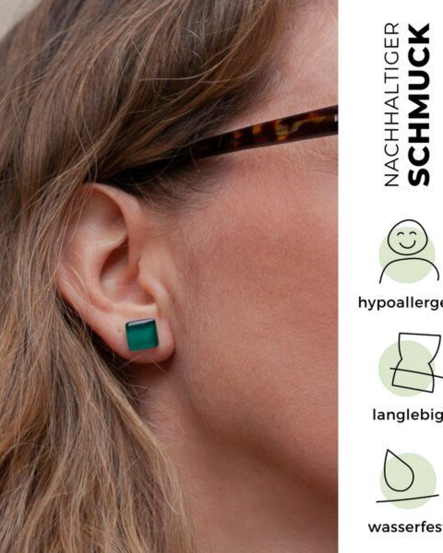 ALEXASCHA Minimalistische Ohrstecker, klein, aus Glas – Ansicht 3