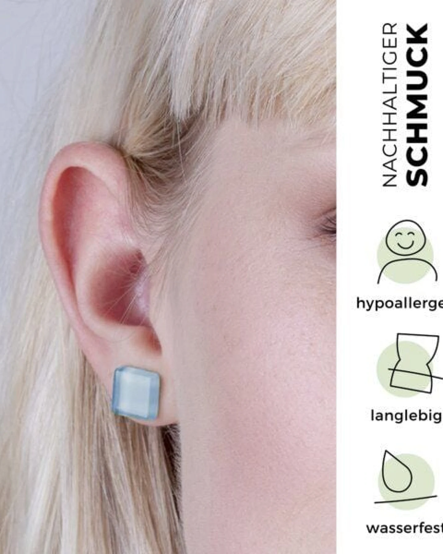 ALEXASCHA Minimalistische Ohrstecker, klein, aus Glas – Ansicht 3