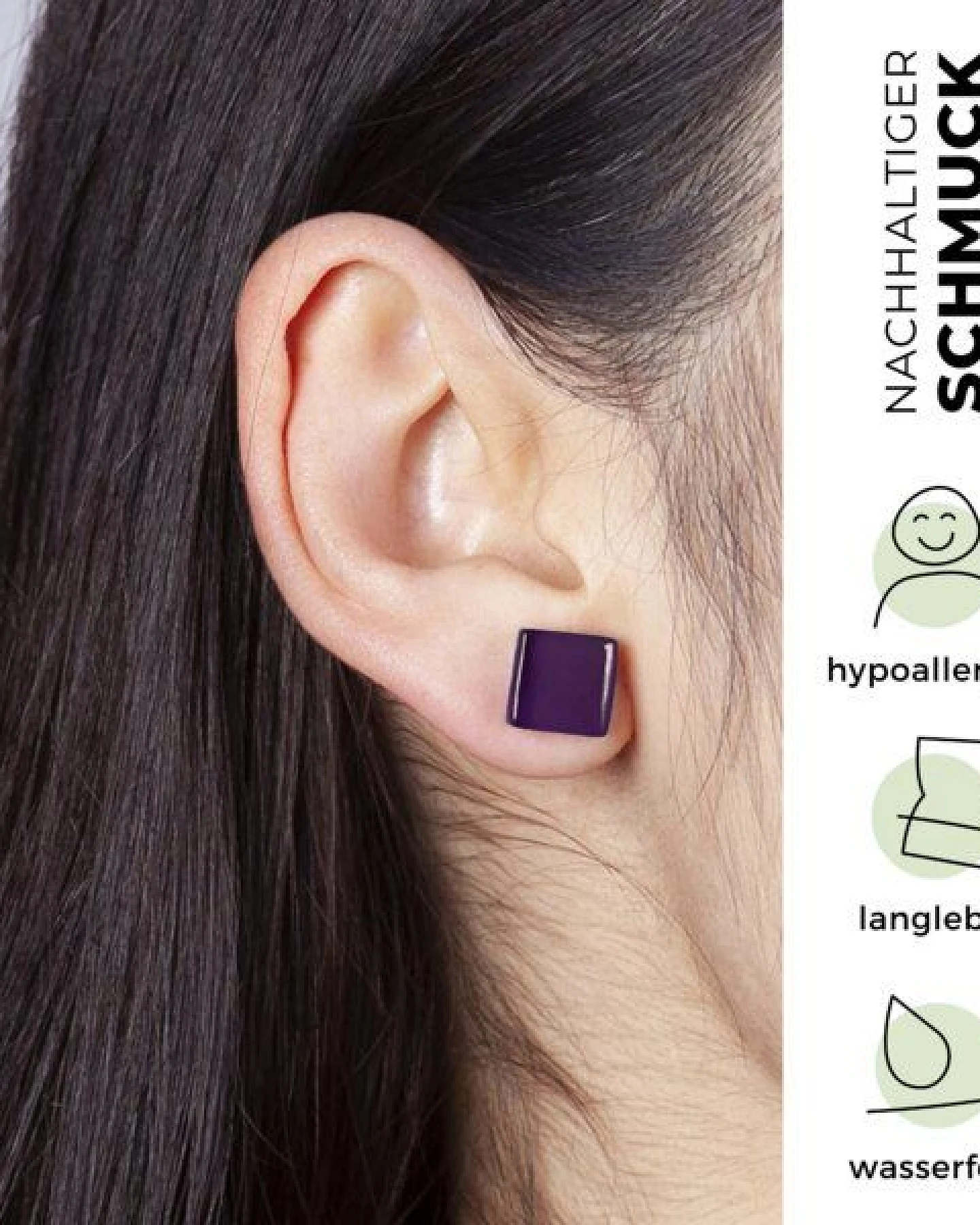 ALEXASCHA Minimalistische Ohrstecker, klein, aus Glas – Ansicht 3