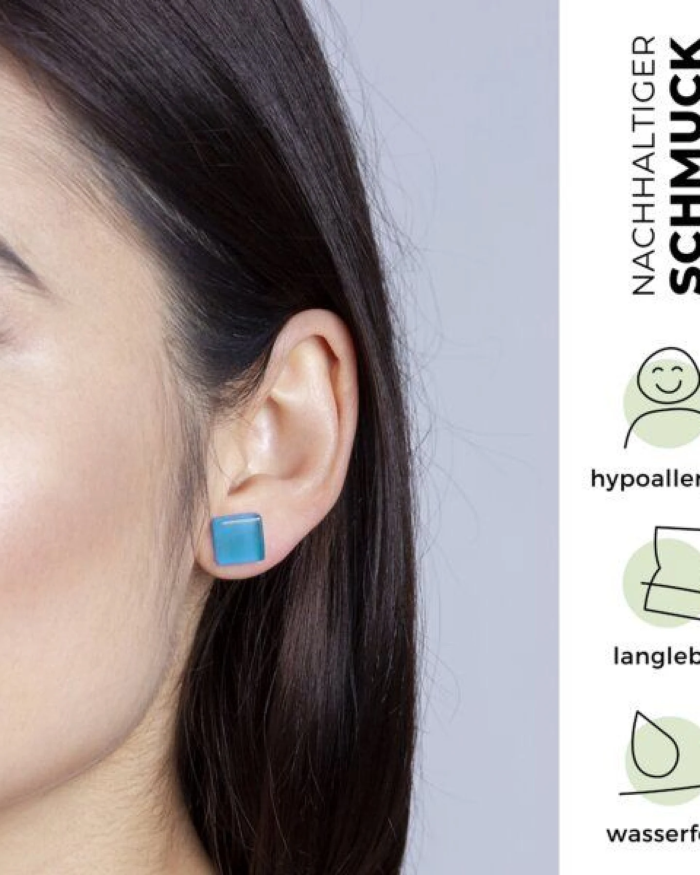 ALEXASCHA Minimalistische Ohrstecker, klein, aus Glas – Ansicht 3