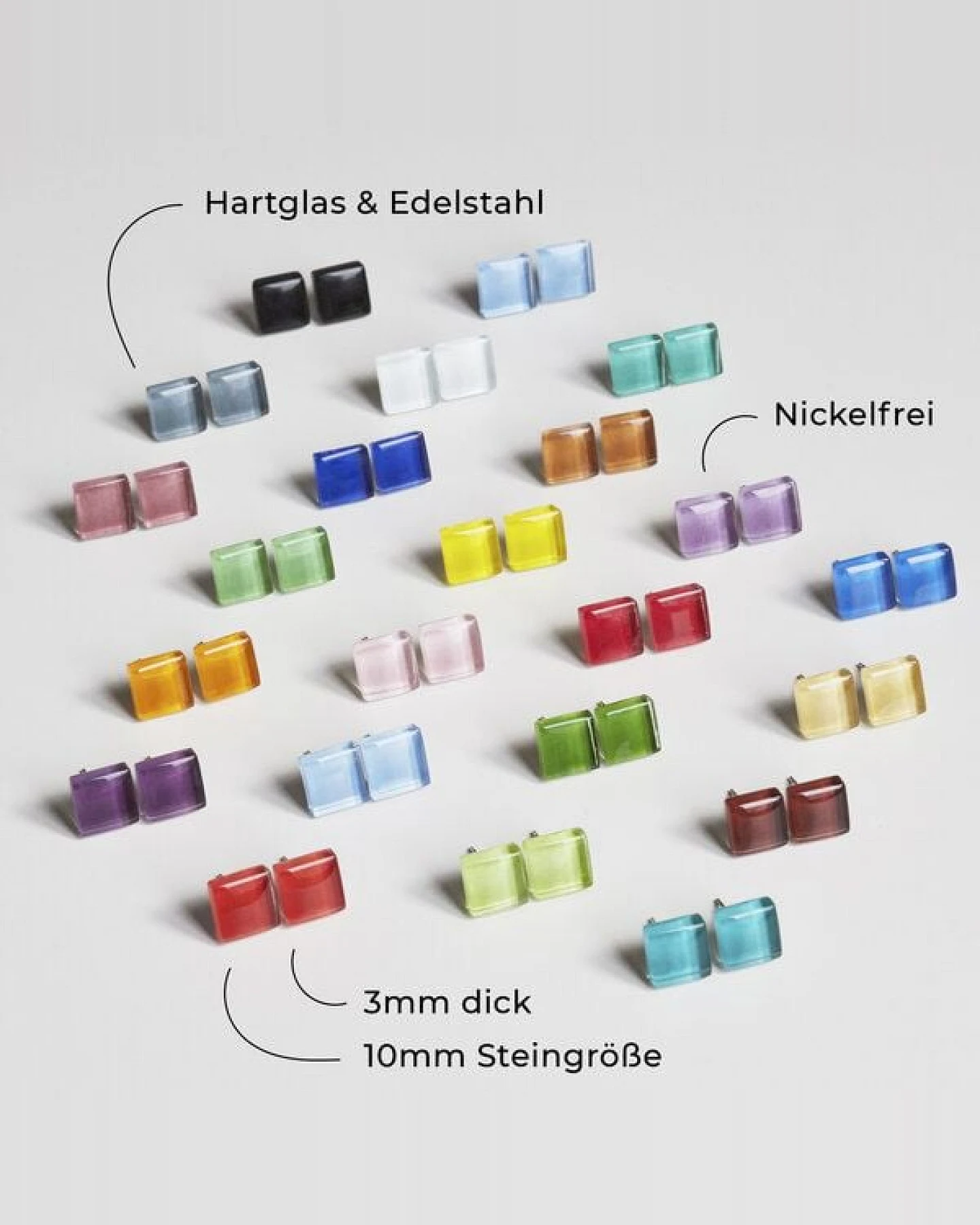 ALEXASCHA Minimalistische Ohrstecker, klein, aus Glas – Ansicht 4