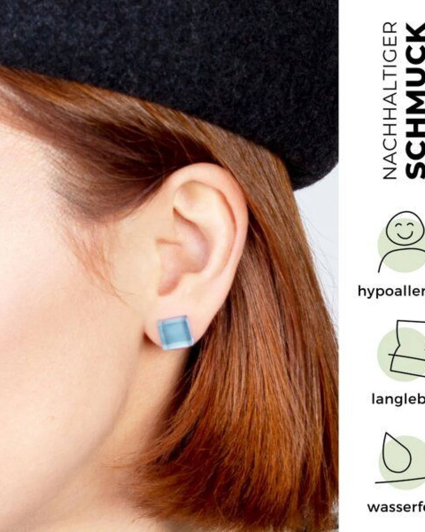 ALEXASCHA Minimalistische Ohrstecker, klein, aus Glas – Ansicht 3