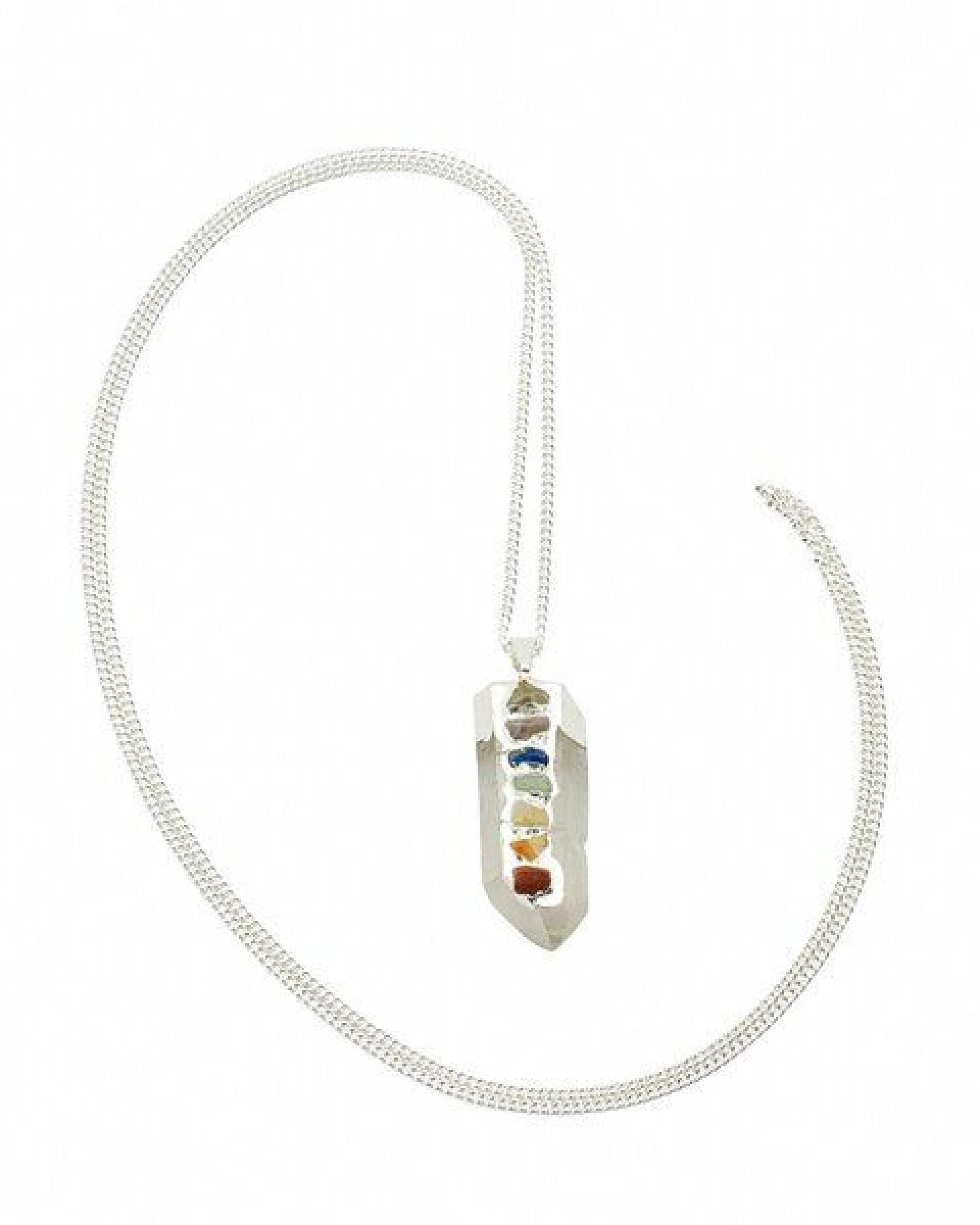Crystal and Sage Chakra Reiki Bergkristall Halskette – Ansicht 2