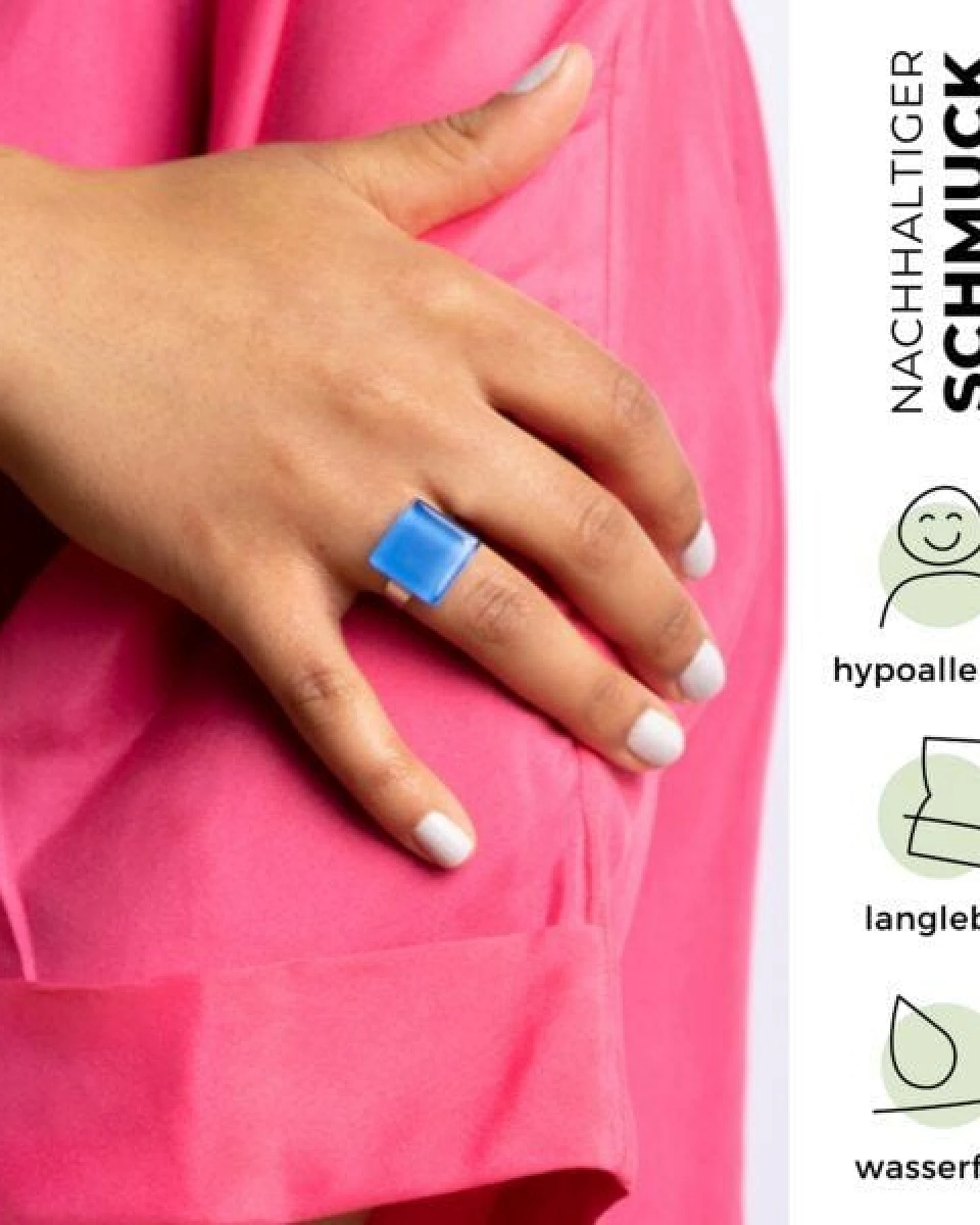 ALEXASCHA Minimalistischer Ring aus Glas, klein – Ansicht 3