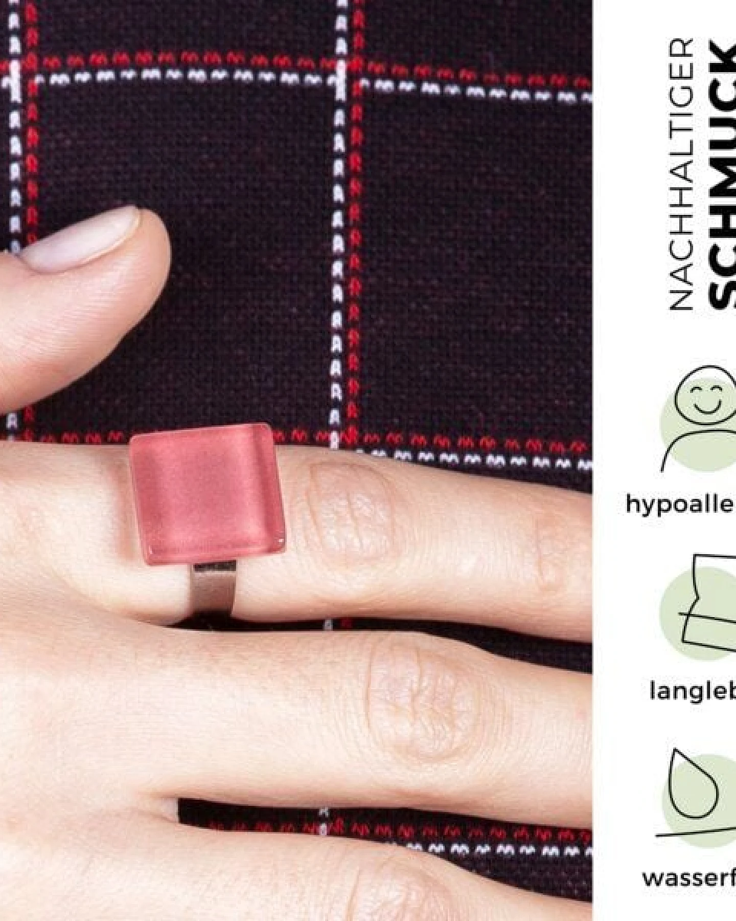 ALEXASCHA Minimalistischer Ring aus Glas, klein – Ansicht 3