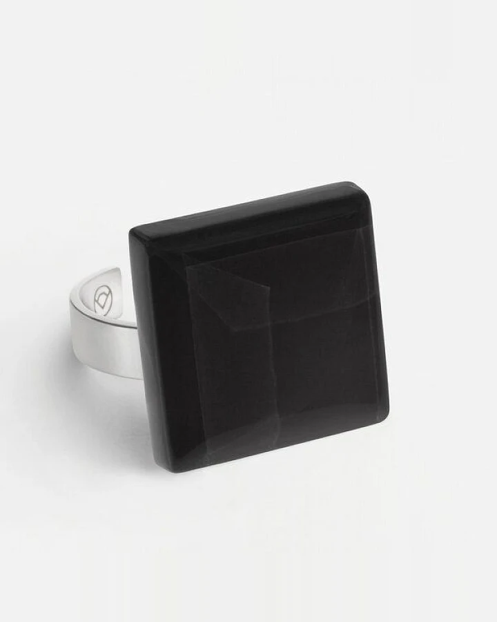 ALEXASCHA Geometrischer Statement Ring aus Glas