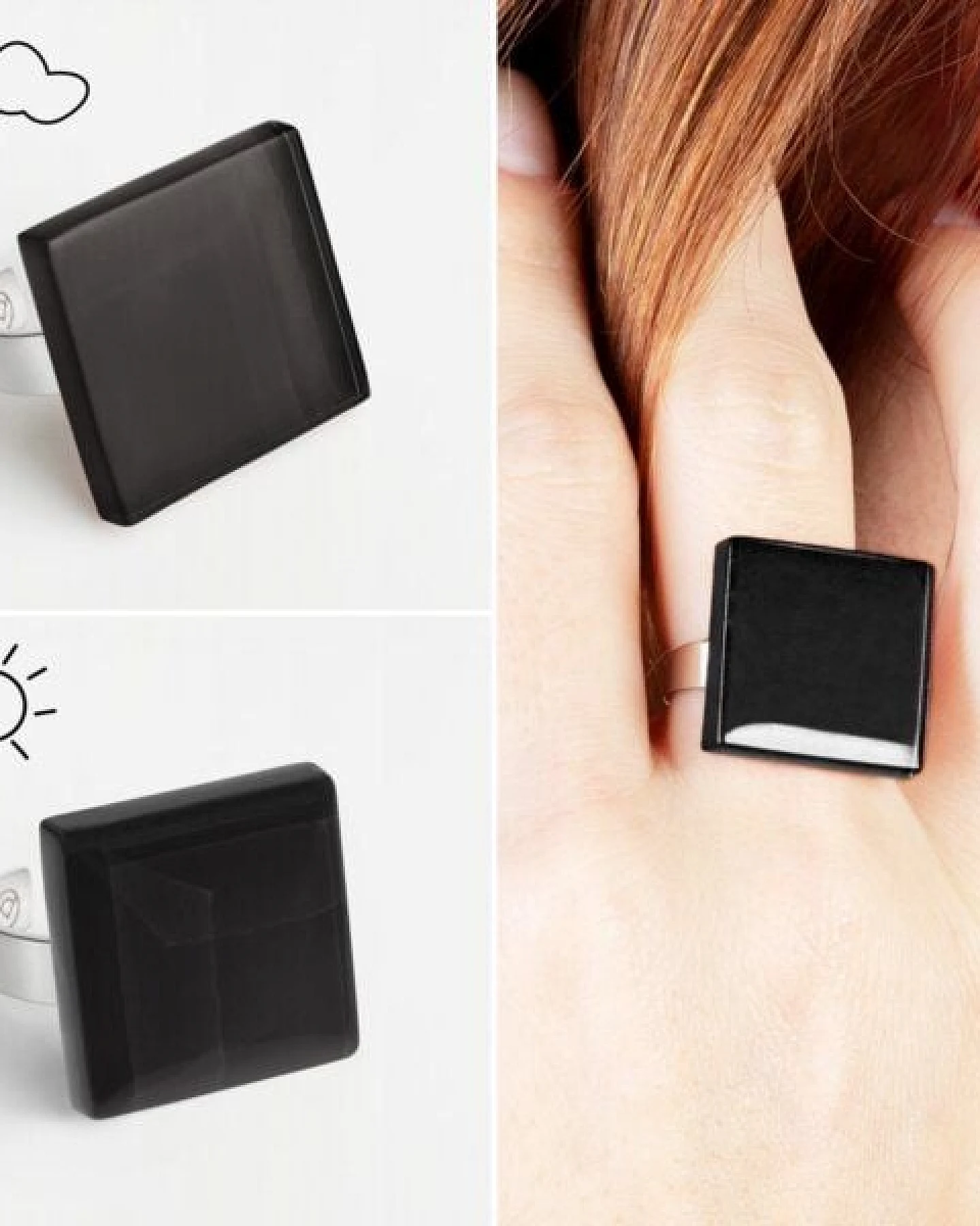 ALEXASCHA Geometrischer Statement Ring aus Glas – Ansicht 4
