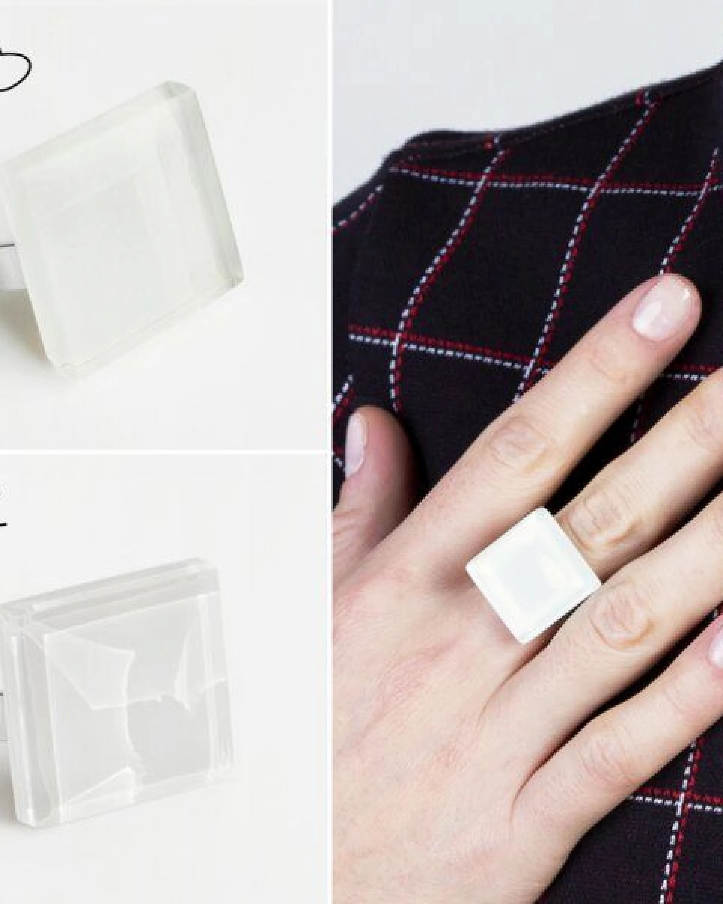ALEXASCHA Geometrischer Statement Ring aus Glas – Ansicht 4