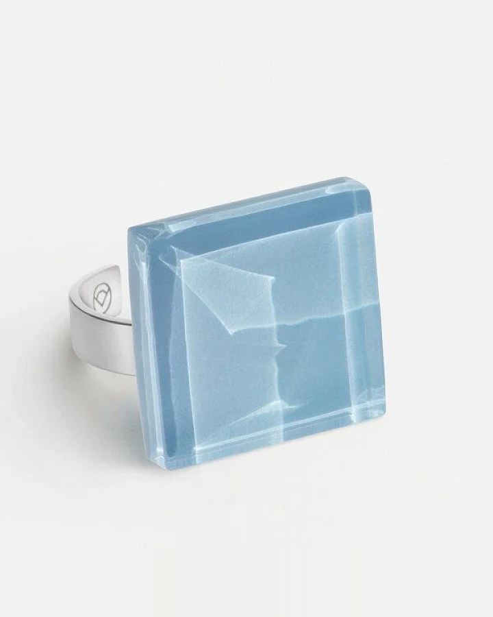 ALEXASCHA Geometrischer Statement Ring aus Glas