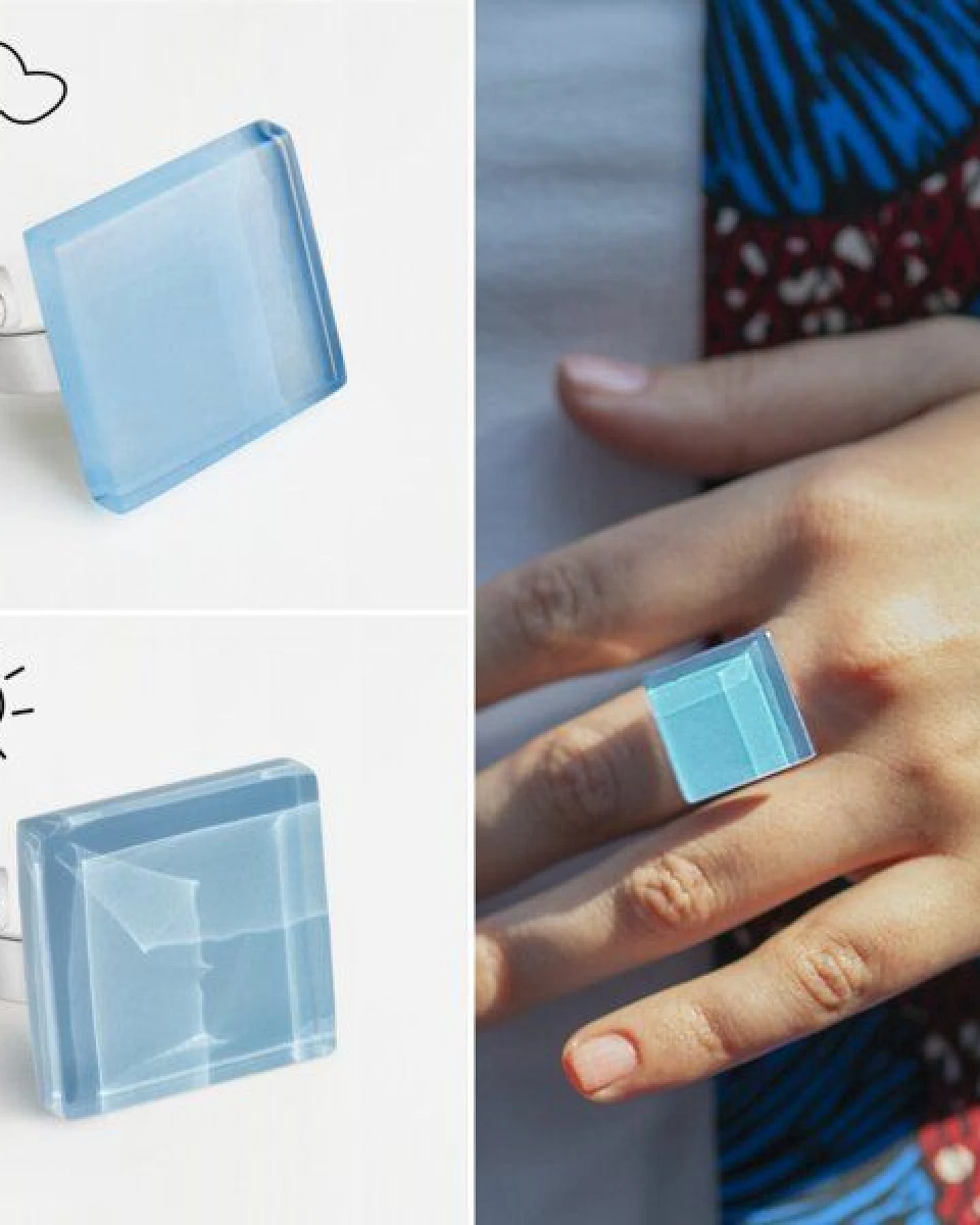 ALEXASCHA Geometrischer Statement Ring aus Glas – Ansicht 4