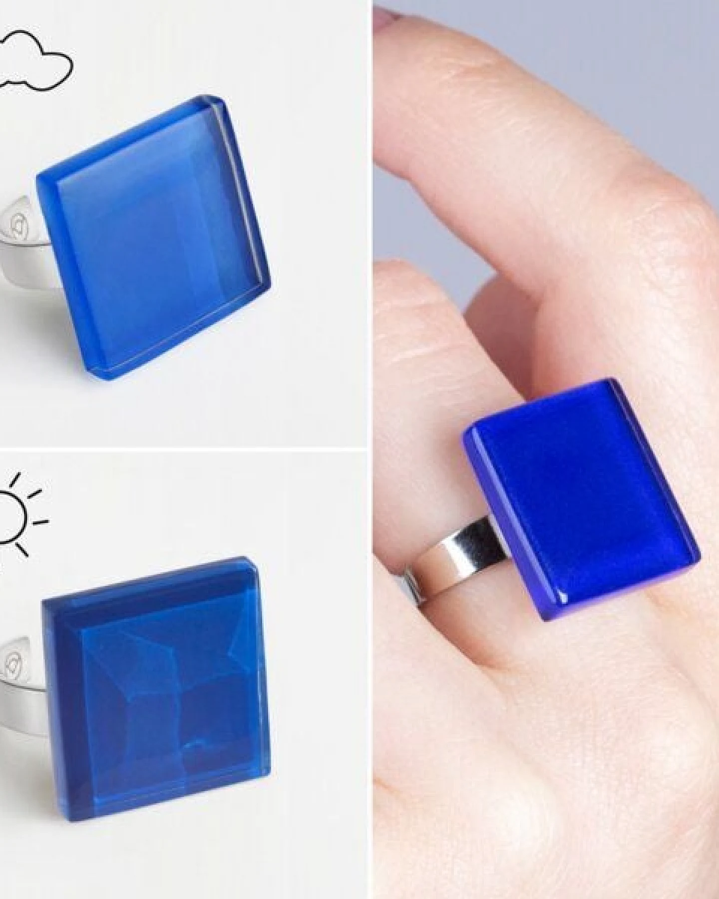 ALEXASCHA Geometrischer Statement Ring aus Glas – Ansicht 4
