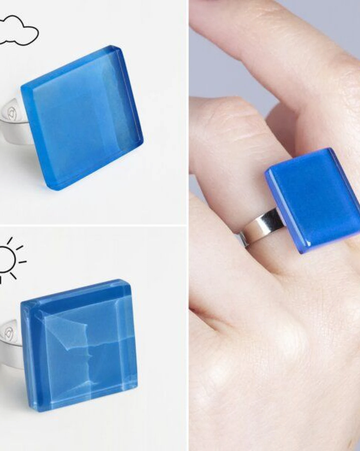 ALEXASCHA Geometrischer Statement Ring aus Glas – Ansicht 4
