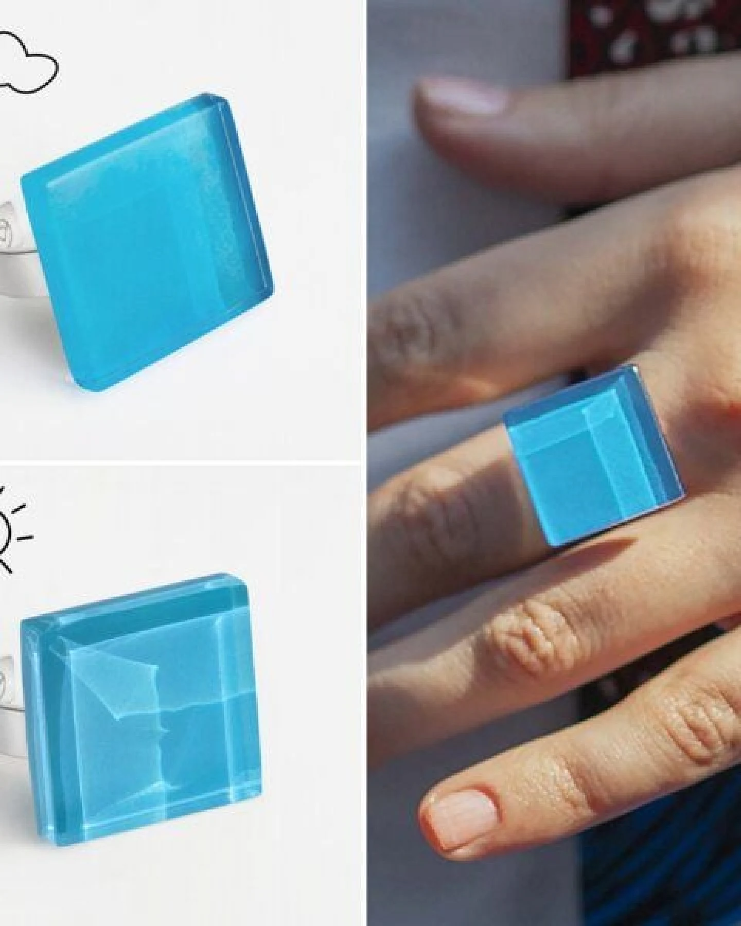 ALEXASCHA Geometrischer Statement Ring aus Glas – Ansicht 4