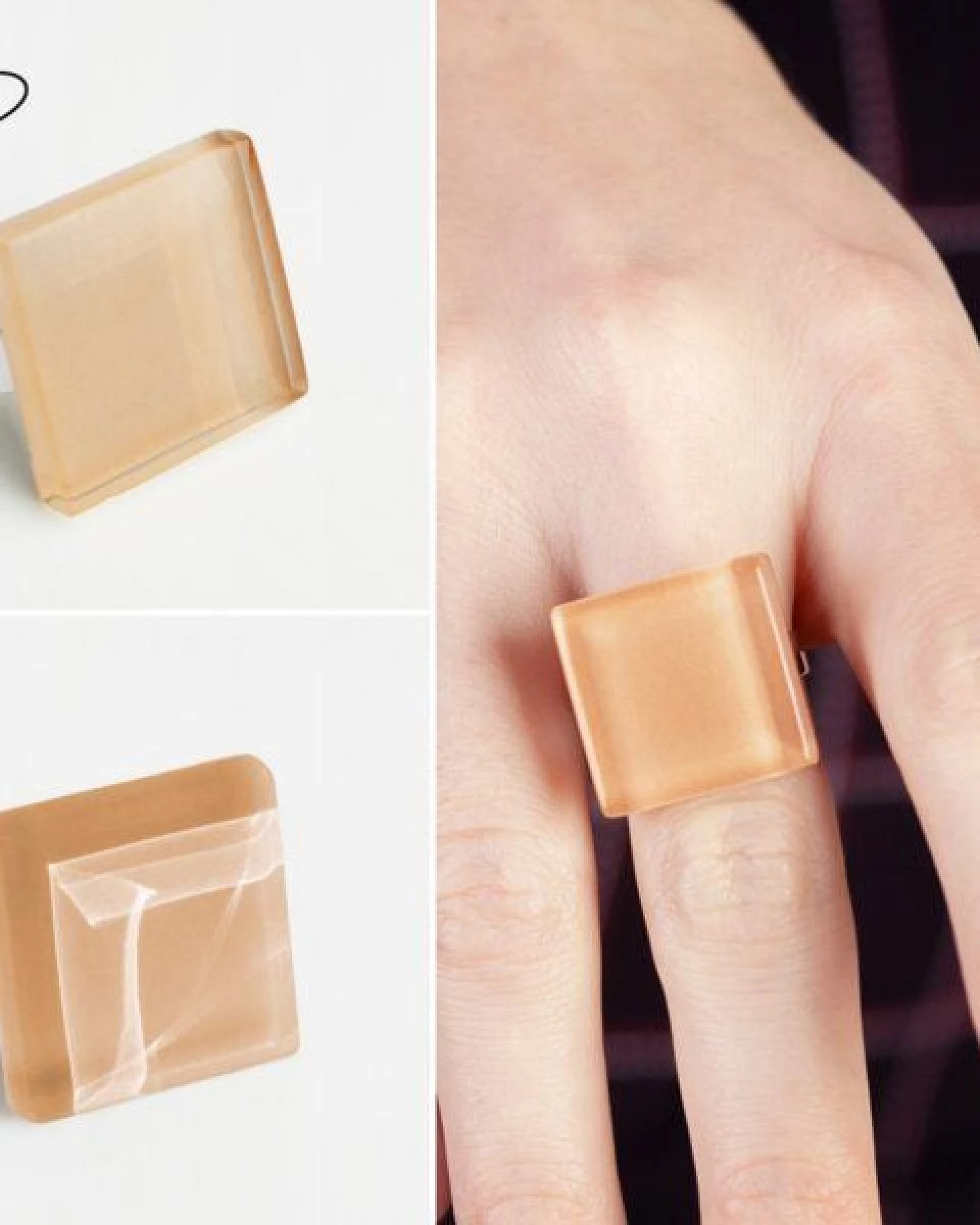 ALEXASCHA Geometrischer Statement Ring aus Glas – Ansicht 4