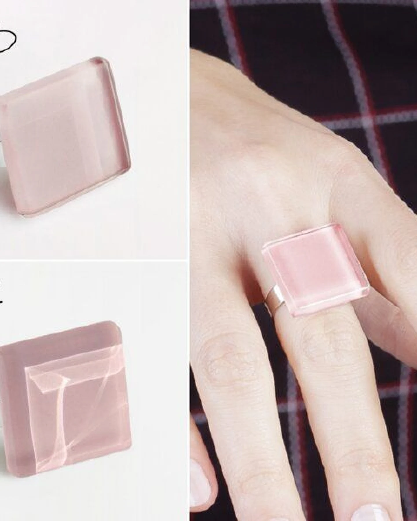 ALEXASCHA Geometrischer Statement Ring aus Glas – Ansicht 4