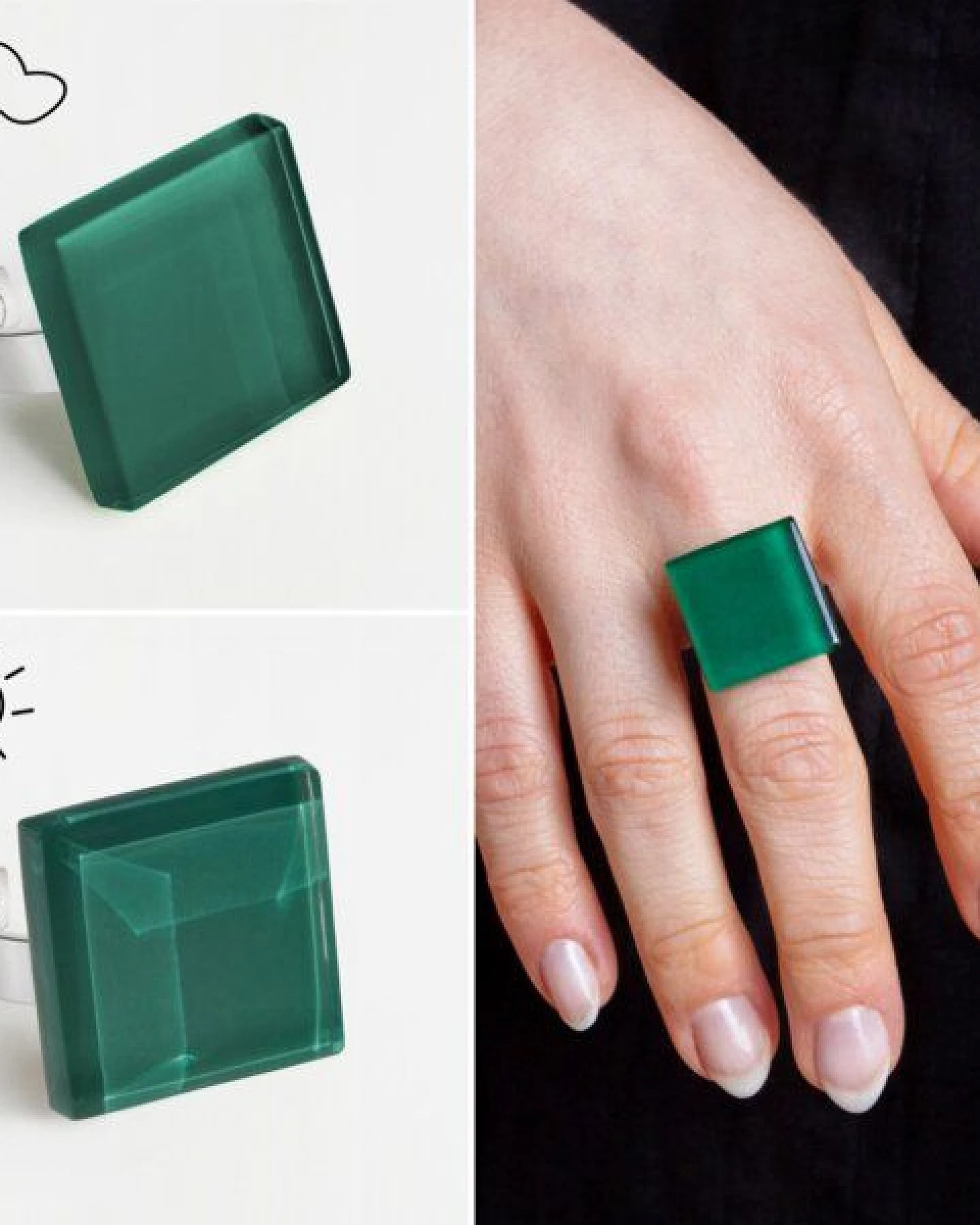 ALEXASCHA Geometrischer Statement Ring aus Glas – Ansicht 4
