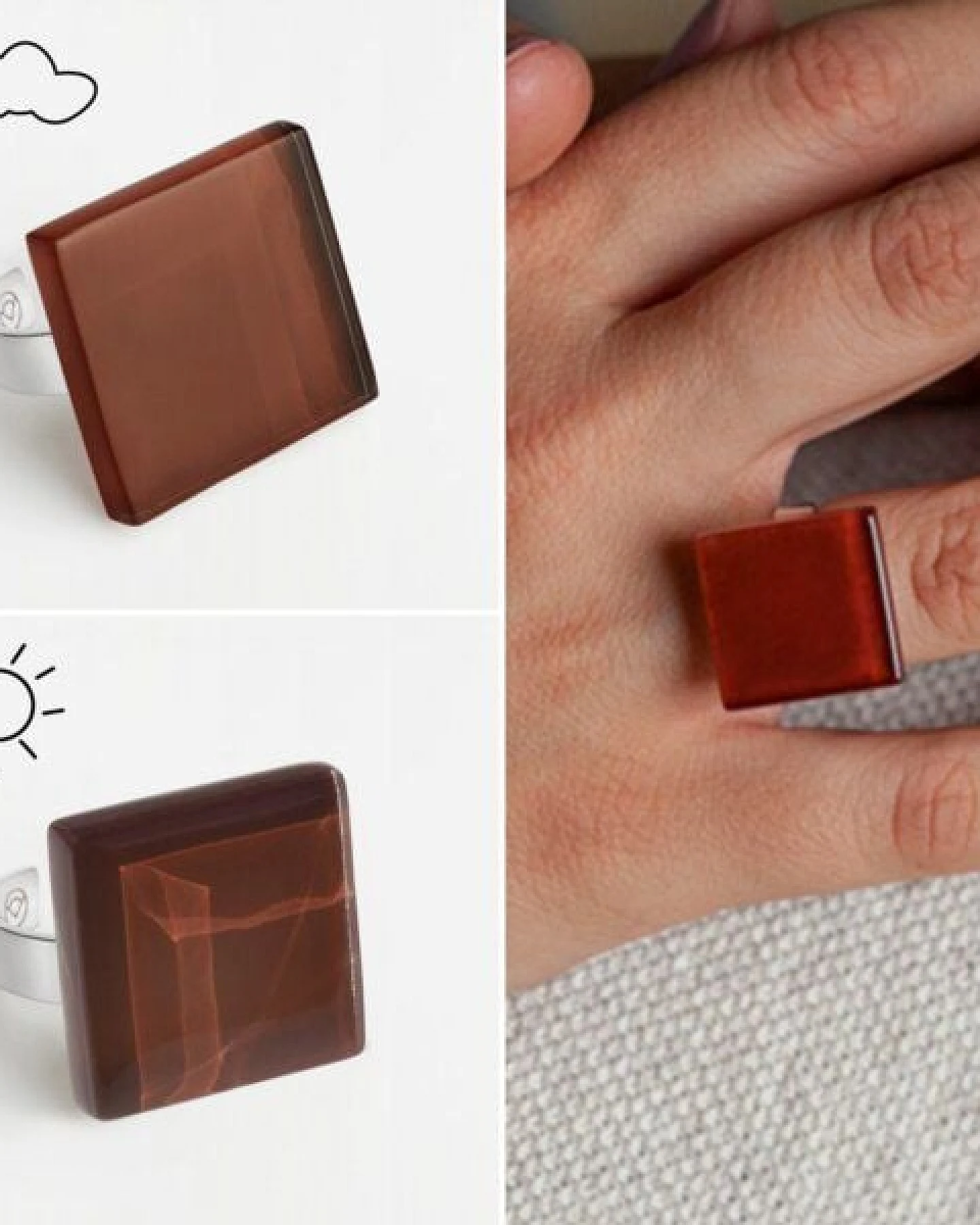 ALEXASCHA Geometrischer Statement Ring aus Glas – Ansicht 4