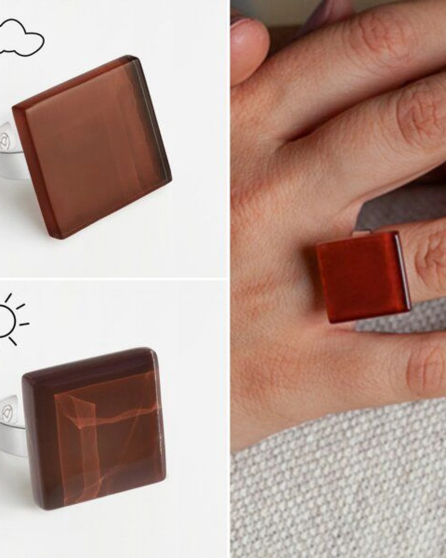 ALEXASCHA Geometrischer Statement Ring aus Glas – Ansicht 4