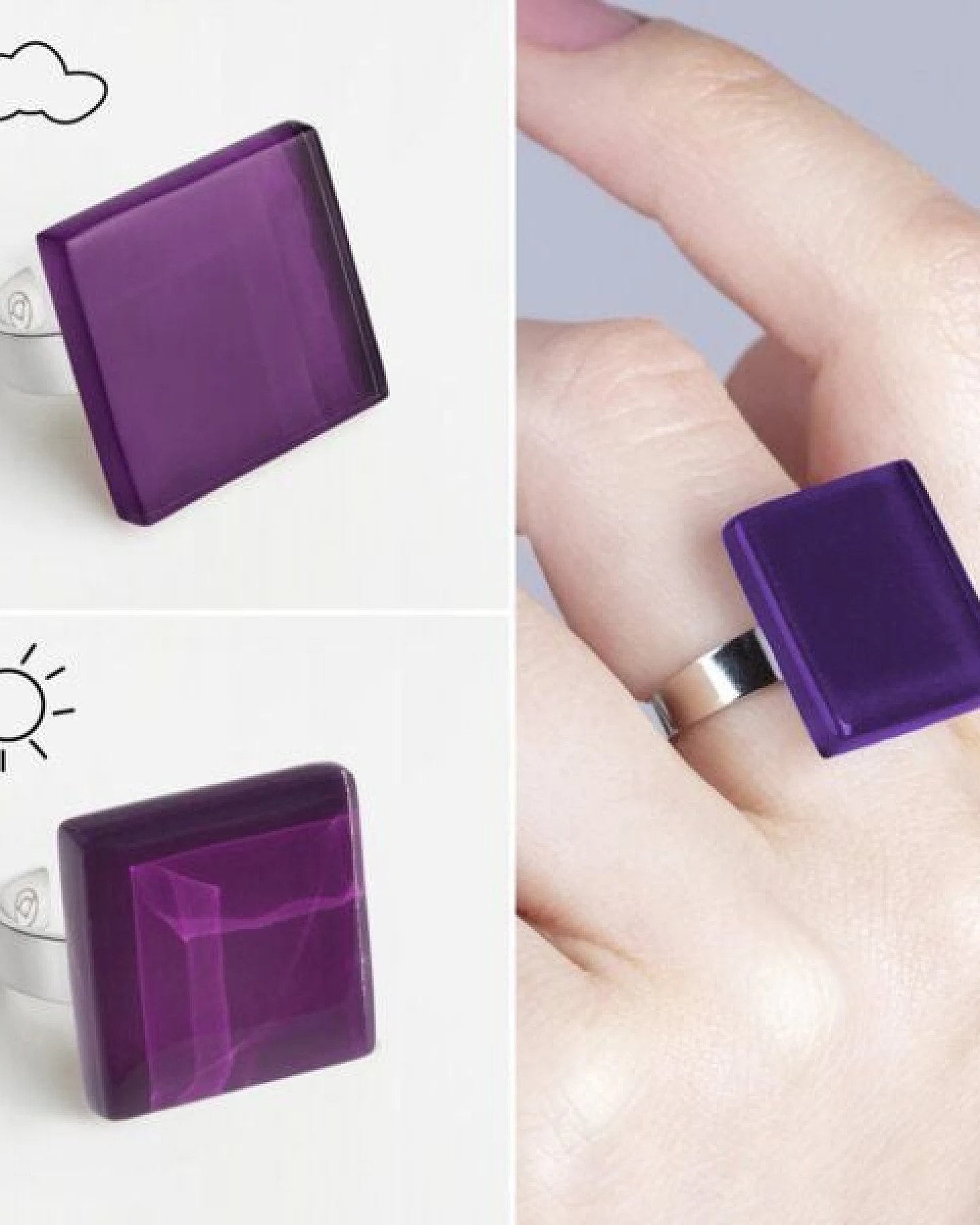 ALEXASCHA Geometrischer Statement Ring aus Glas – Ansicht 4