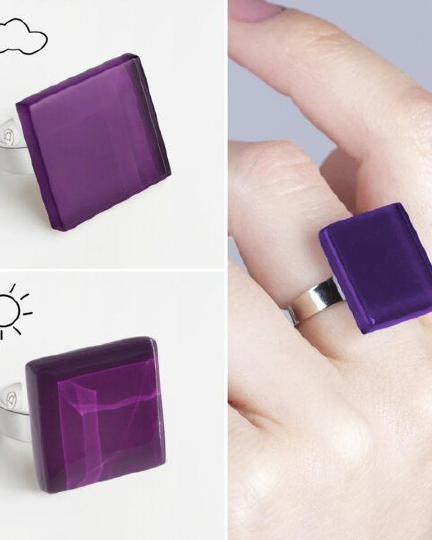 ALEXASCHA Geometrischer Statement Ring aus Glas – Ansicht 4