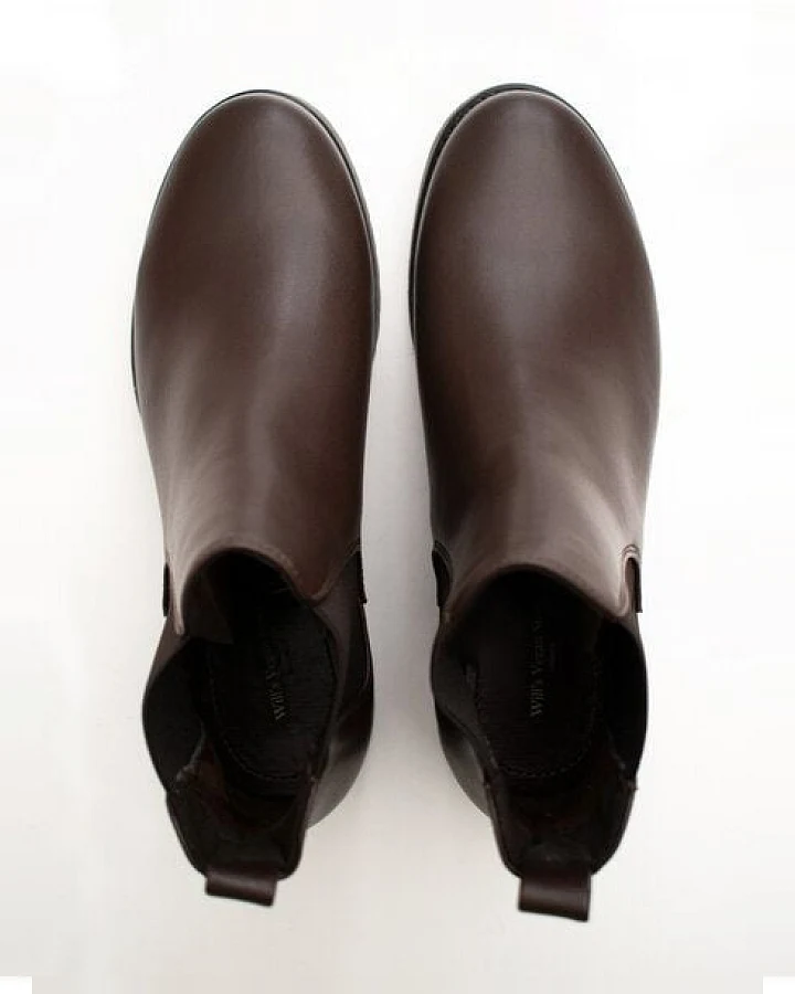 Will's Vegan Shop Luxe Tiefer Schritt Chelsea-Stiefel Dunkelbraun Frauen