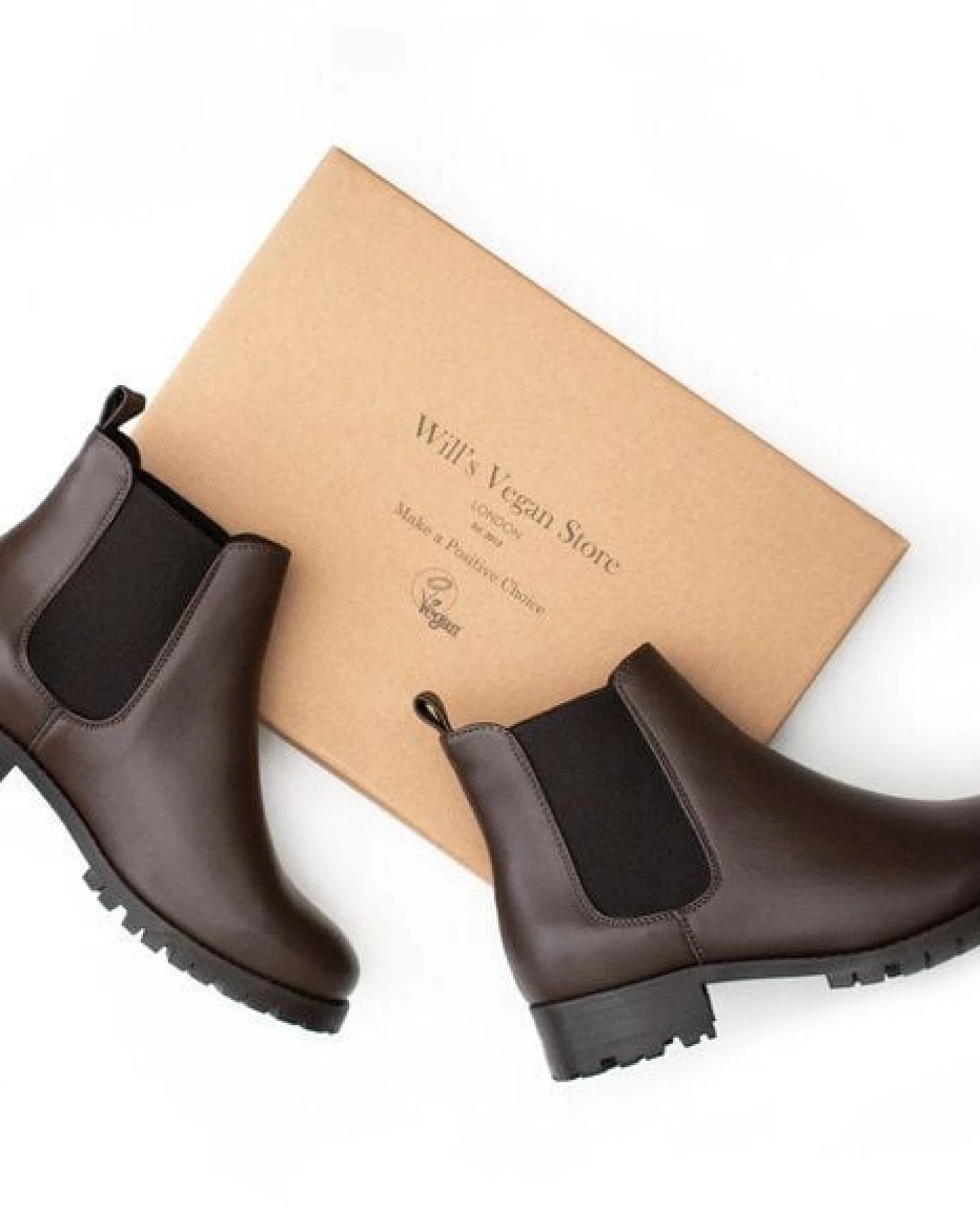 Will's Vegan Shop Luxe Tiefer Schritt Chelsea-Stiefel Dunkelbraun Frauen – Ansicht 4