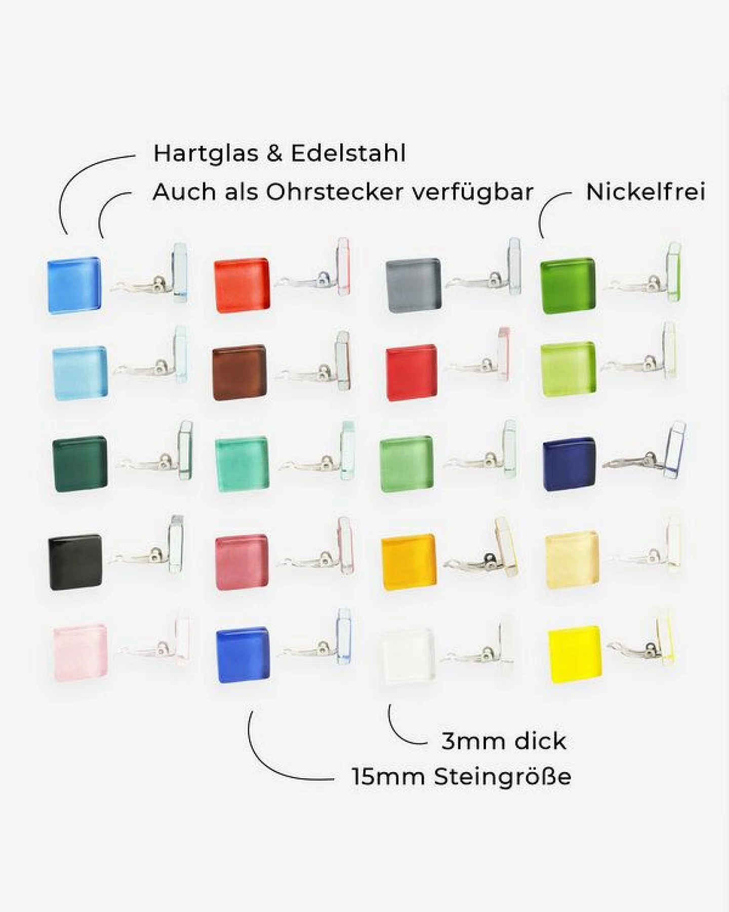 ALEXASCHA Minimalistische Ohrclips aus Glas – Ansicht 4