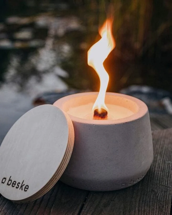 Betonfeuer® Beske-Manufaktur 'Steller Ø14cm' Dauerdocht Recycling