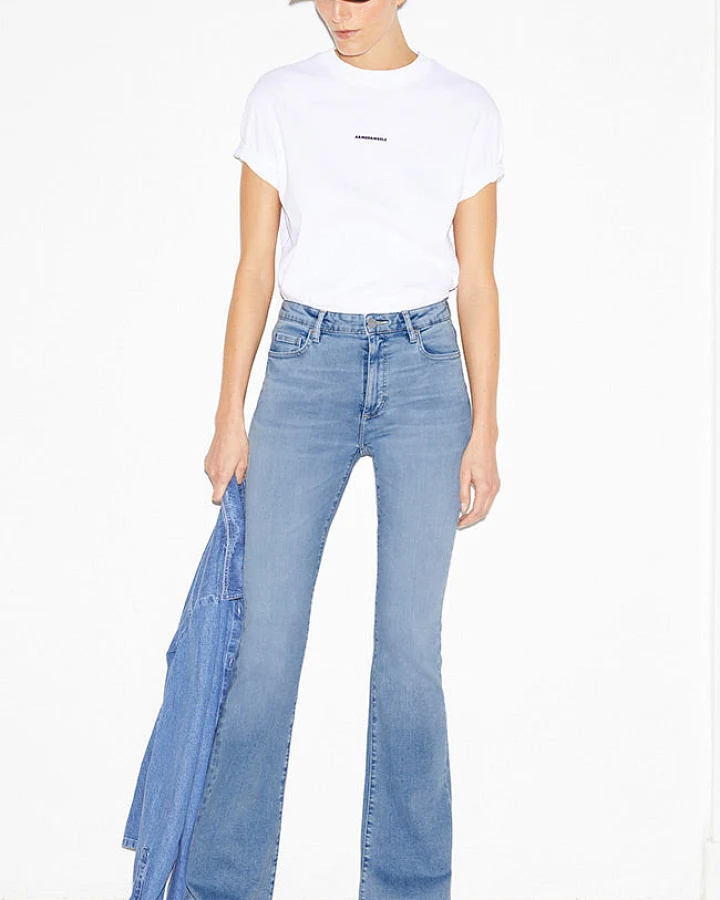 ARMEDANGELS Damen vegan Jeans Flared Anamaa Blau Mist