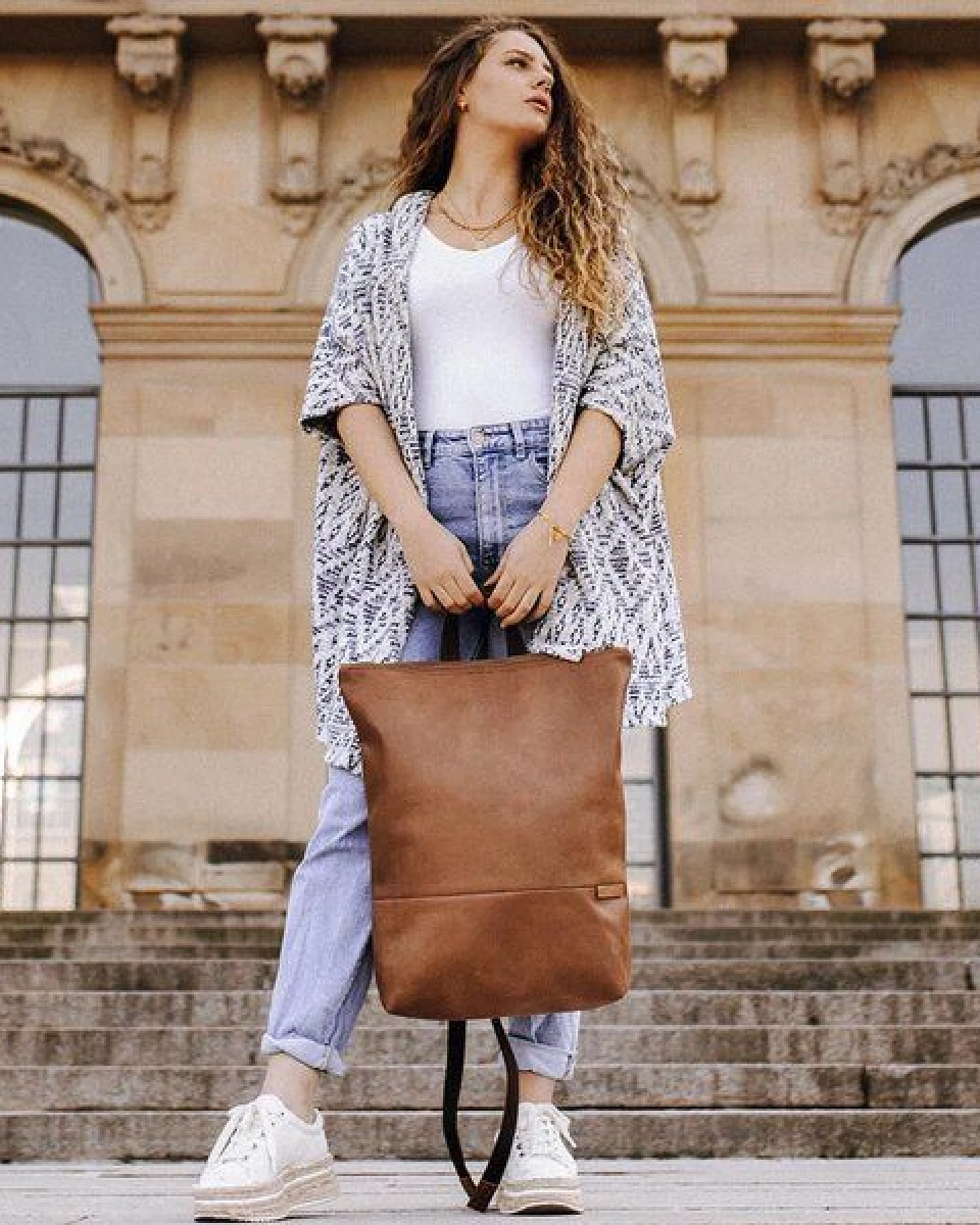 BOWLEANIES TASCHEN Rucksack aus Lederfaserstoff – Ansicht 2