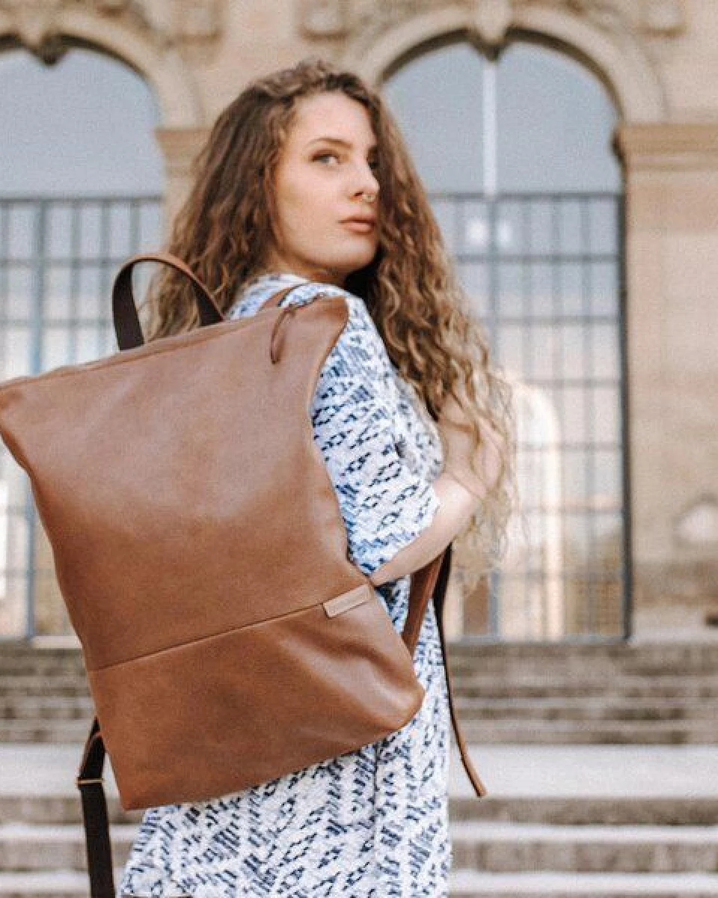 BOWLEANIES TASCHEN Rucksack aus Lederfaserstoff – Ansicht 4
