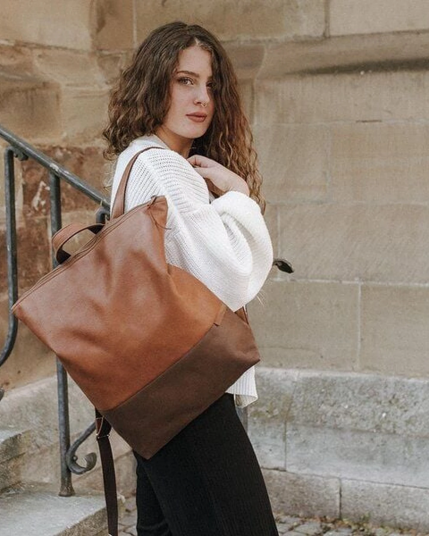 BOWLEANIES TASCHEN Rucksack aus Lederfaserstoff – Ansicht 4