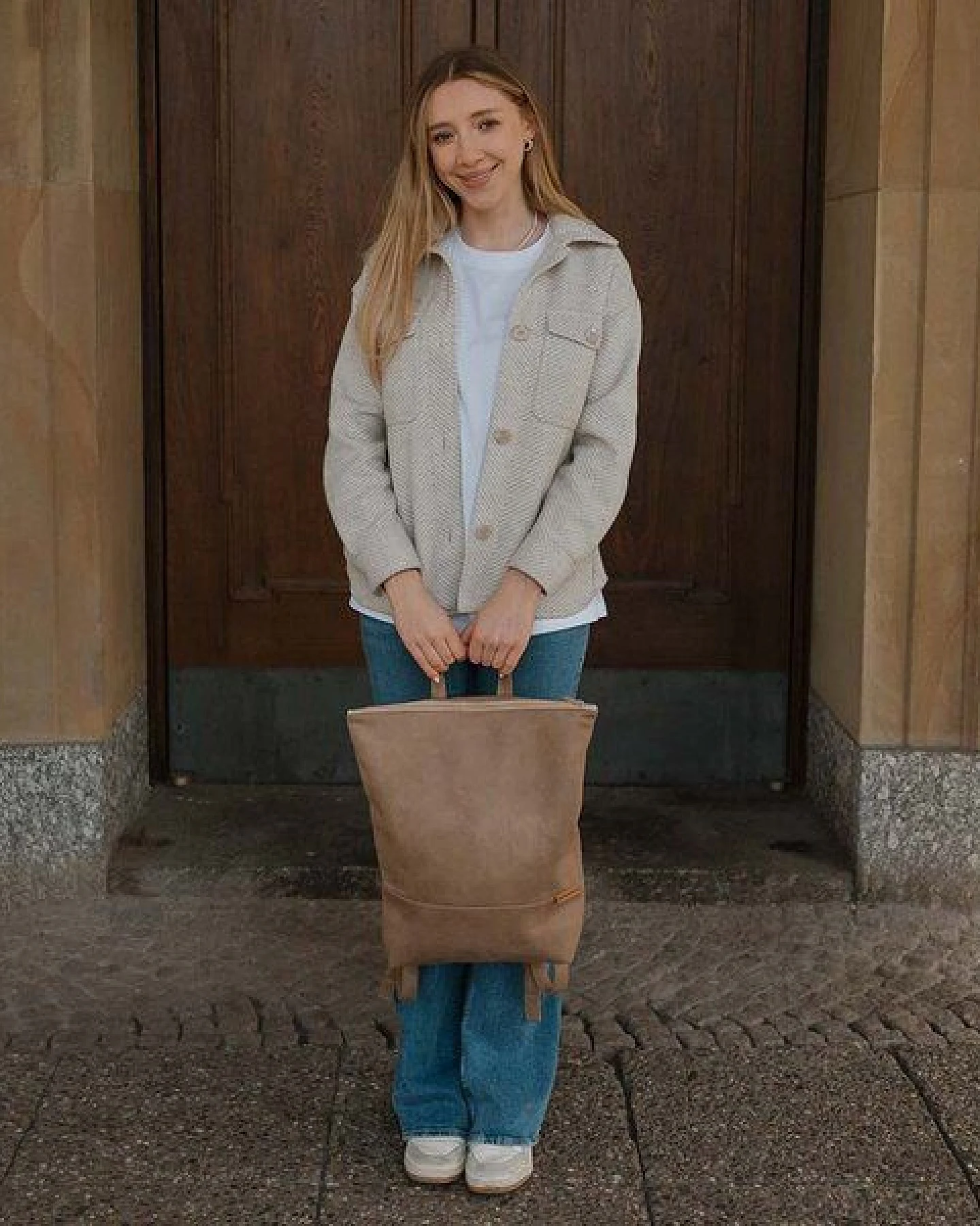 BOWLEANIES TASCHEN Rucksack aus Lederfaserstoff – Ansicht 3