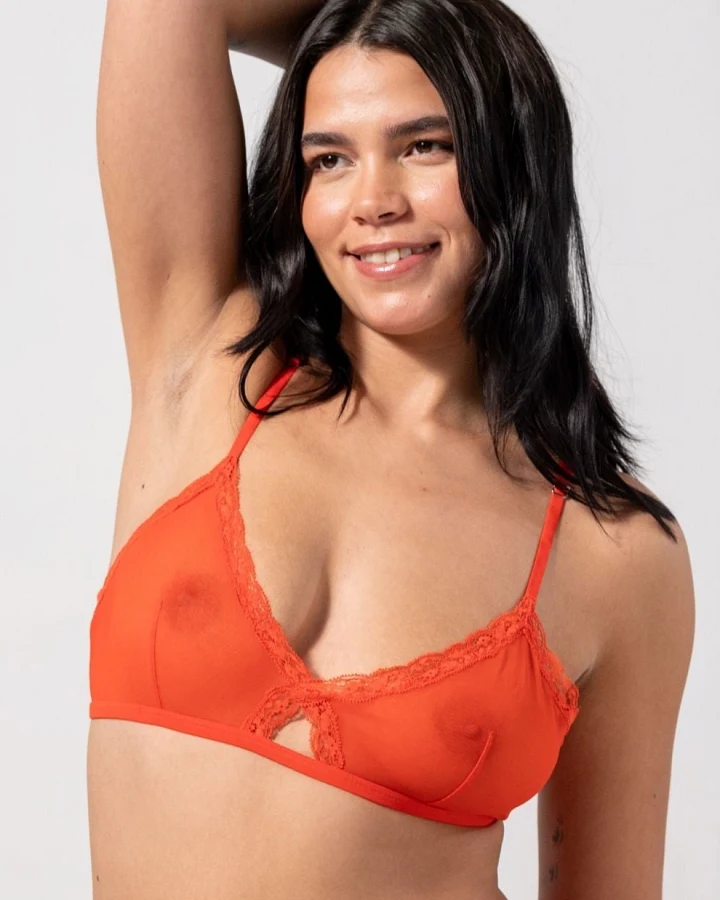 Understatement Damen vegan Bralette Mesh Triangle Feurig Rot