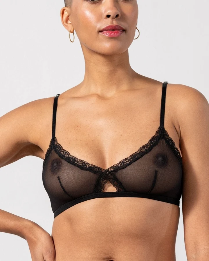 Understatement Damen vegan Bralette Mesh Triangel Schwarz