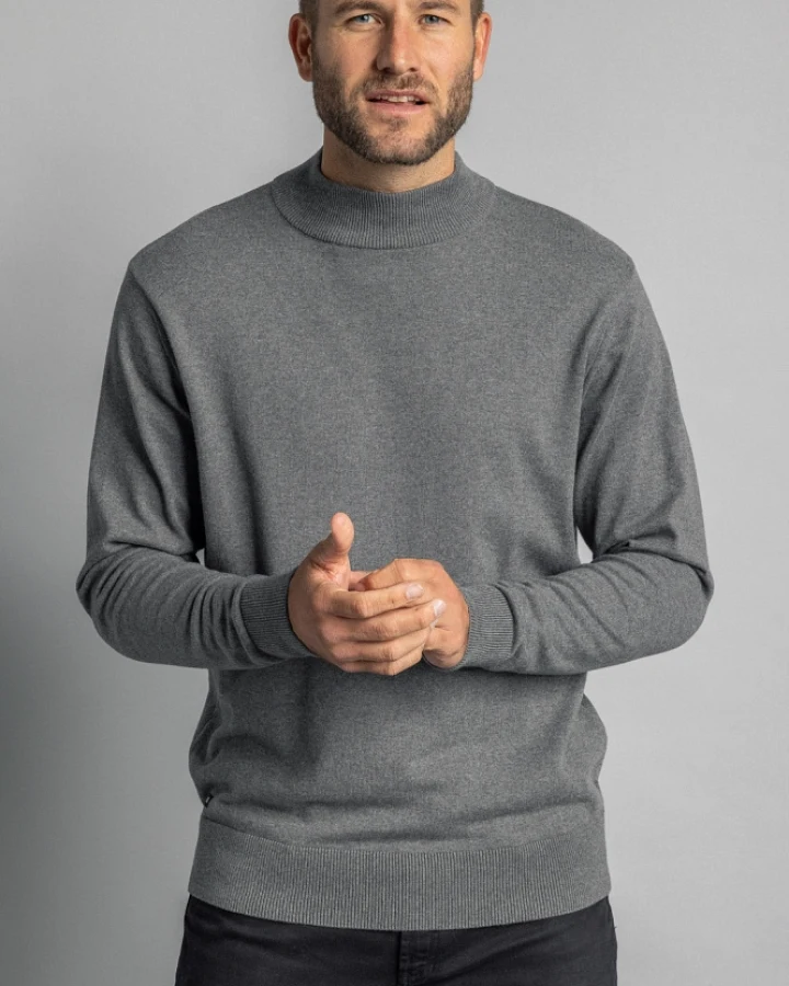 DIRTS Herren vegan Pullover Mit Stehkragen Grau