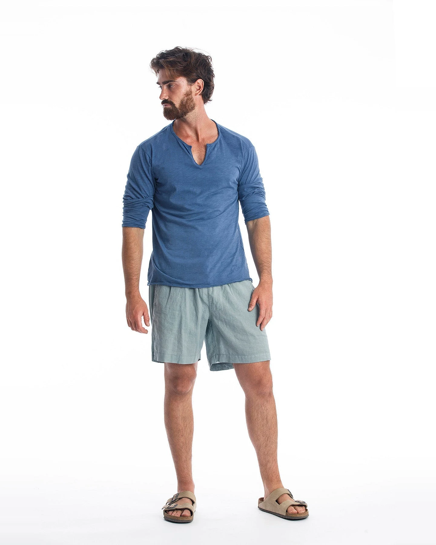 RAVENS VIEW IBIZA Herren vegan T-Shirt Lange Ärmel Eros Indigo Blau – Ansicht 2