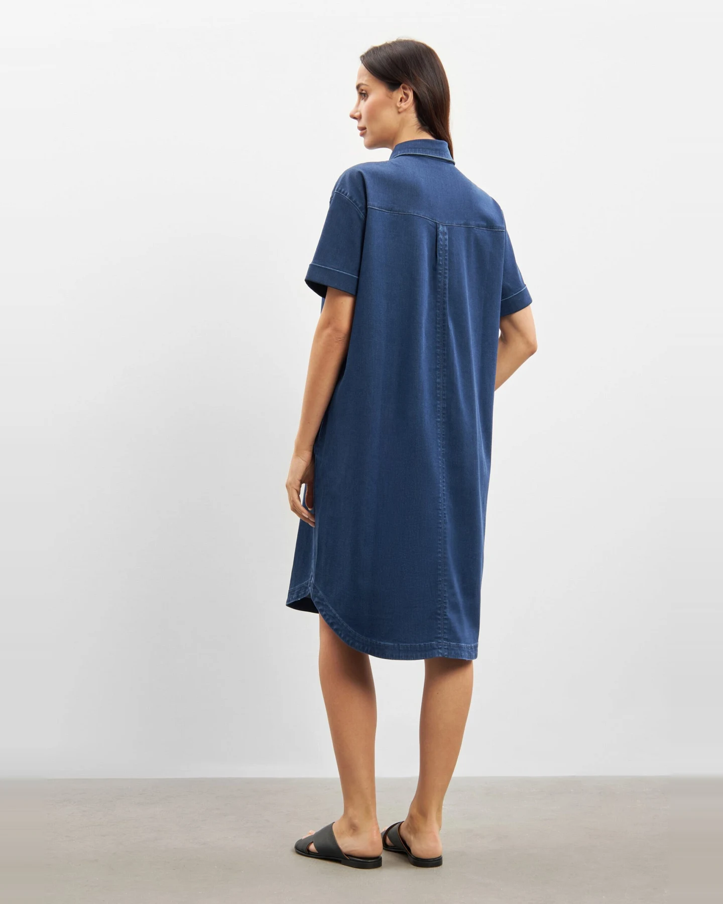 LAURIE Damen vegan Denim Shirtkleid Utta Oversize Ss Medium Blue Denim – Ansicht 2