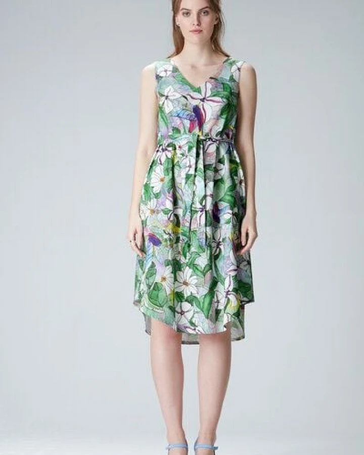 Studio Hertzberg Blumenkleid mit V-Ausschnitt "Lot-taa"
