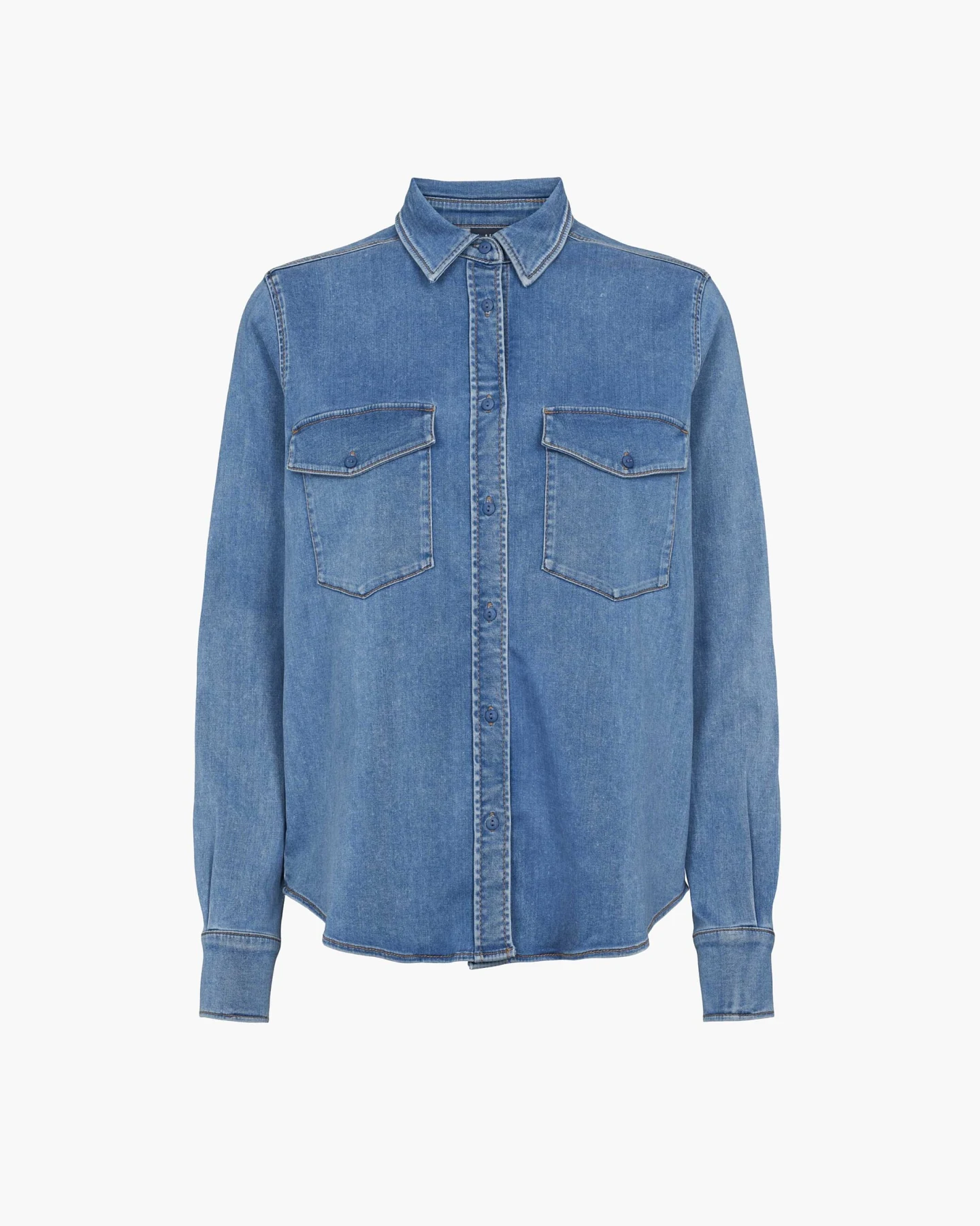 LAURIE Damen vegan Denim Hemd Vitta Ls Washed Blue Denim – Ansicht 2