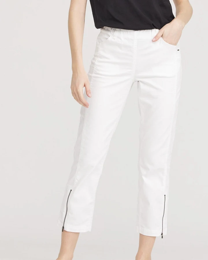 LAURIE Damen vegan Hose Regular Crop Piper Weiß