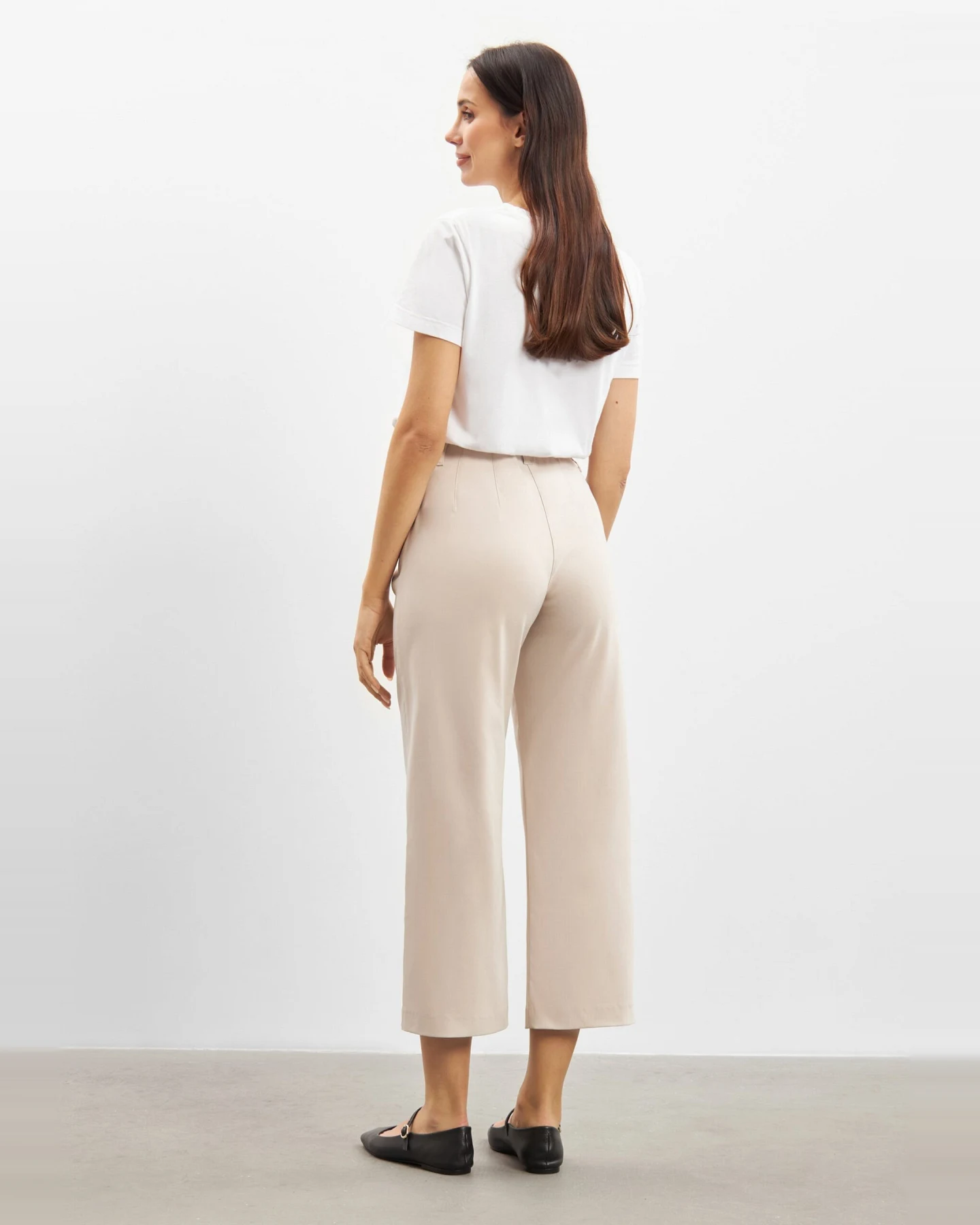 LAURIE Damen vegan Lose Crop-Hose Donna Grey Sand – Ansicht 2
