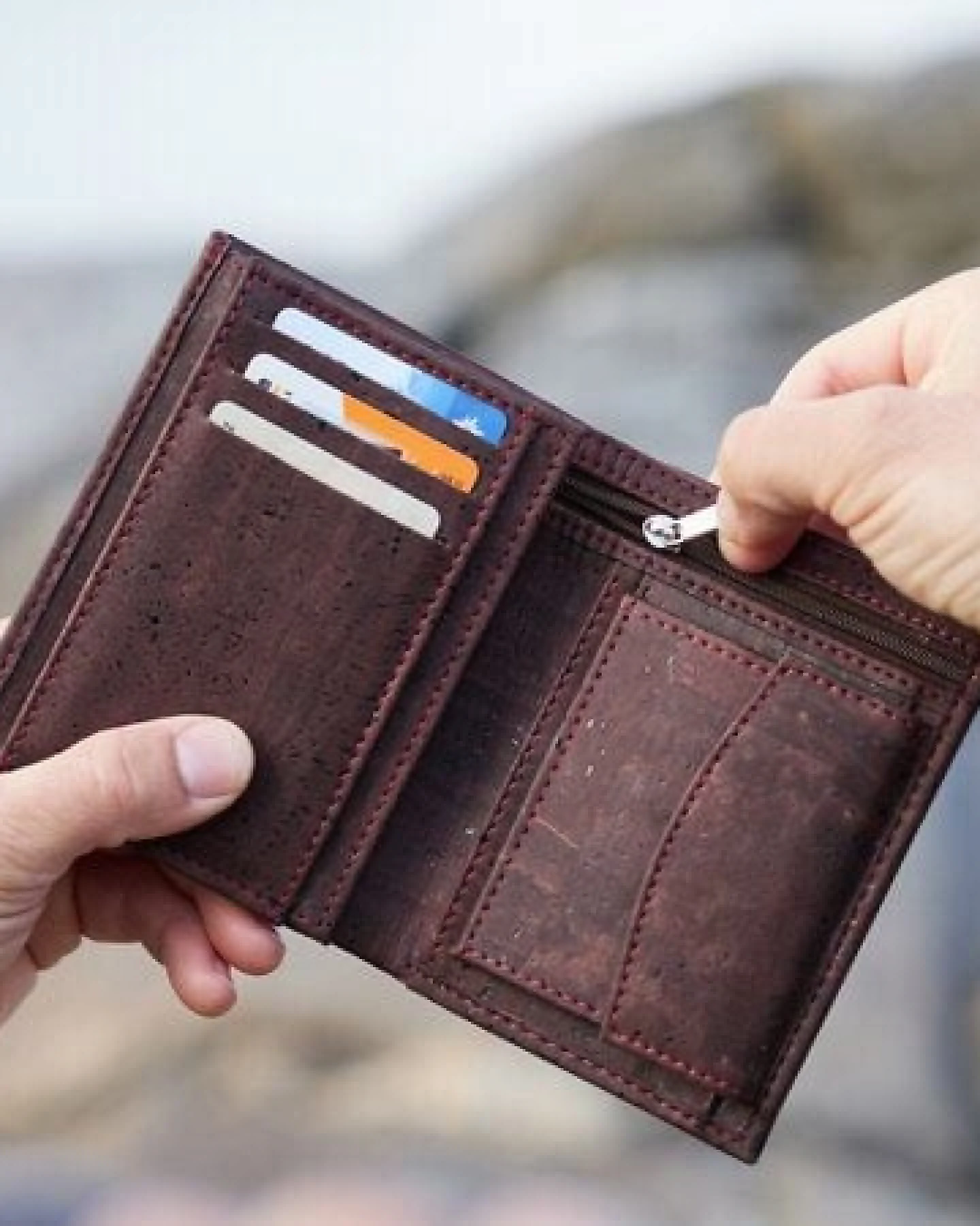 Simaru Veganes Portemonnaie mit RFID-Schutz,Geldbörse aus Kork – Ansicht 3